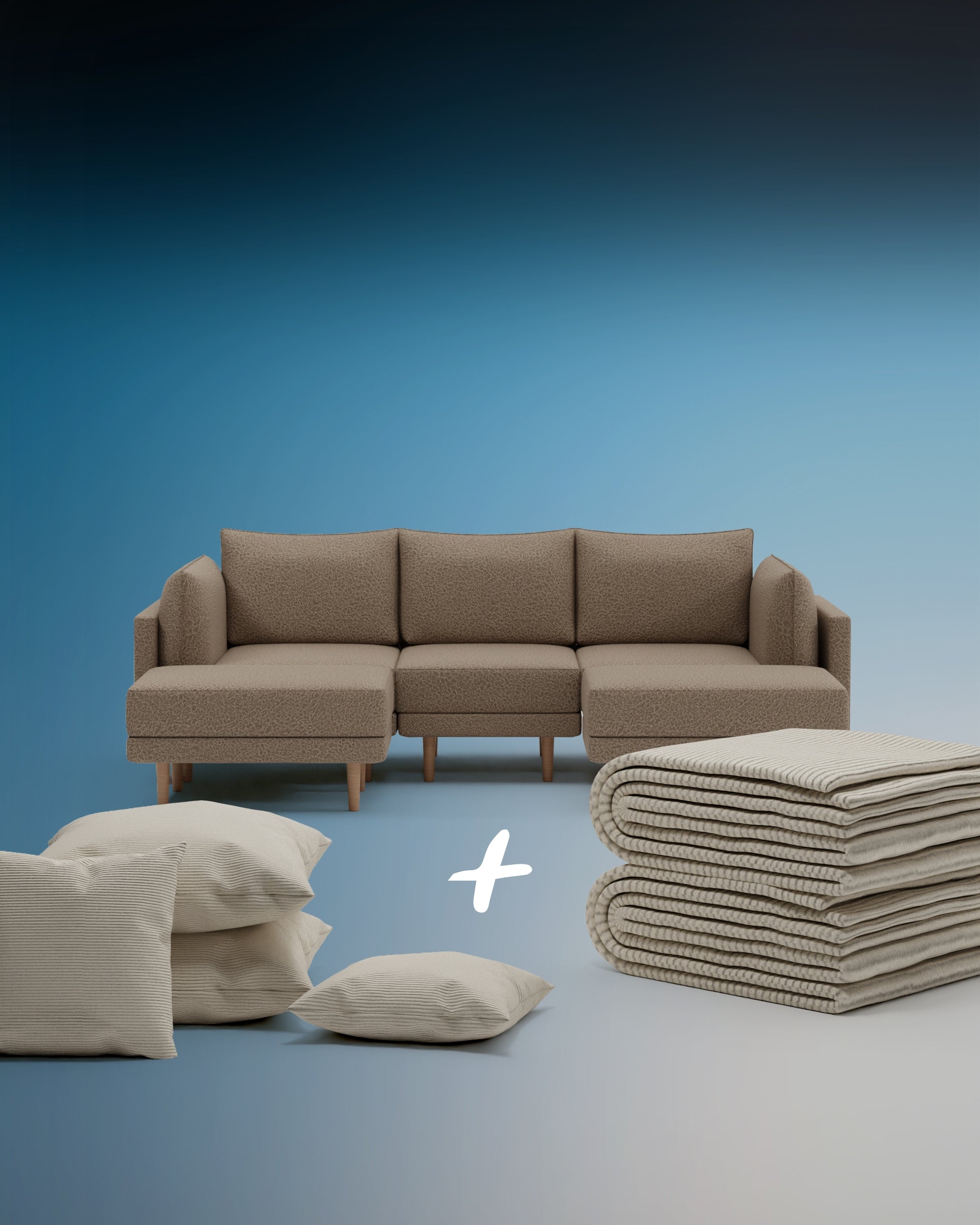 Modulares Sofa Donna U-Form mit Schlaffunktion 3 in 1 Set