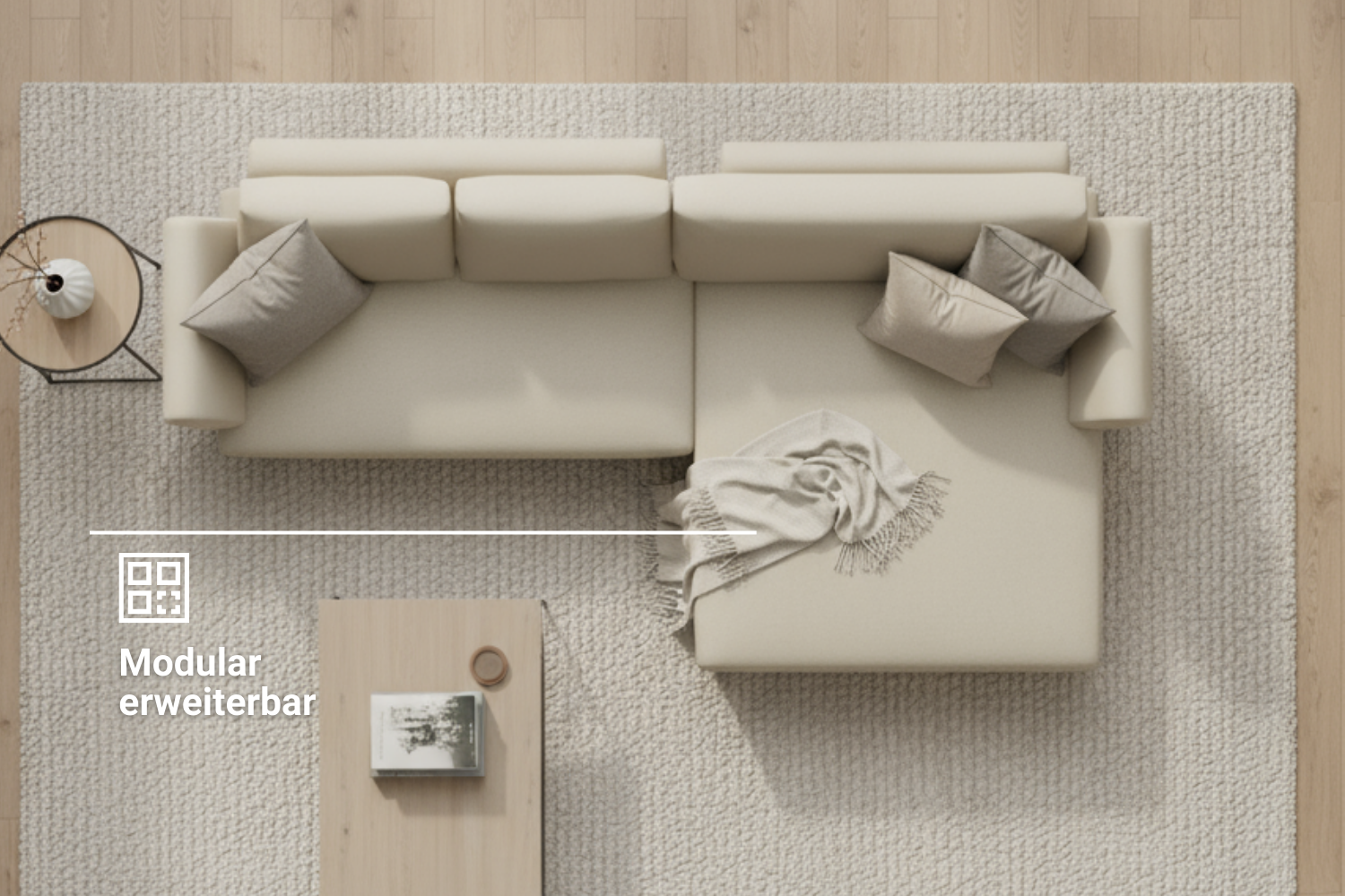 Amy 4-seater modular sofa with sleep function