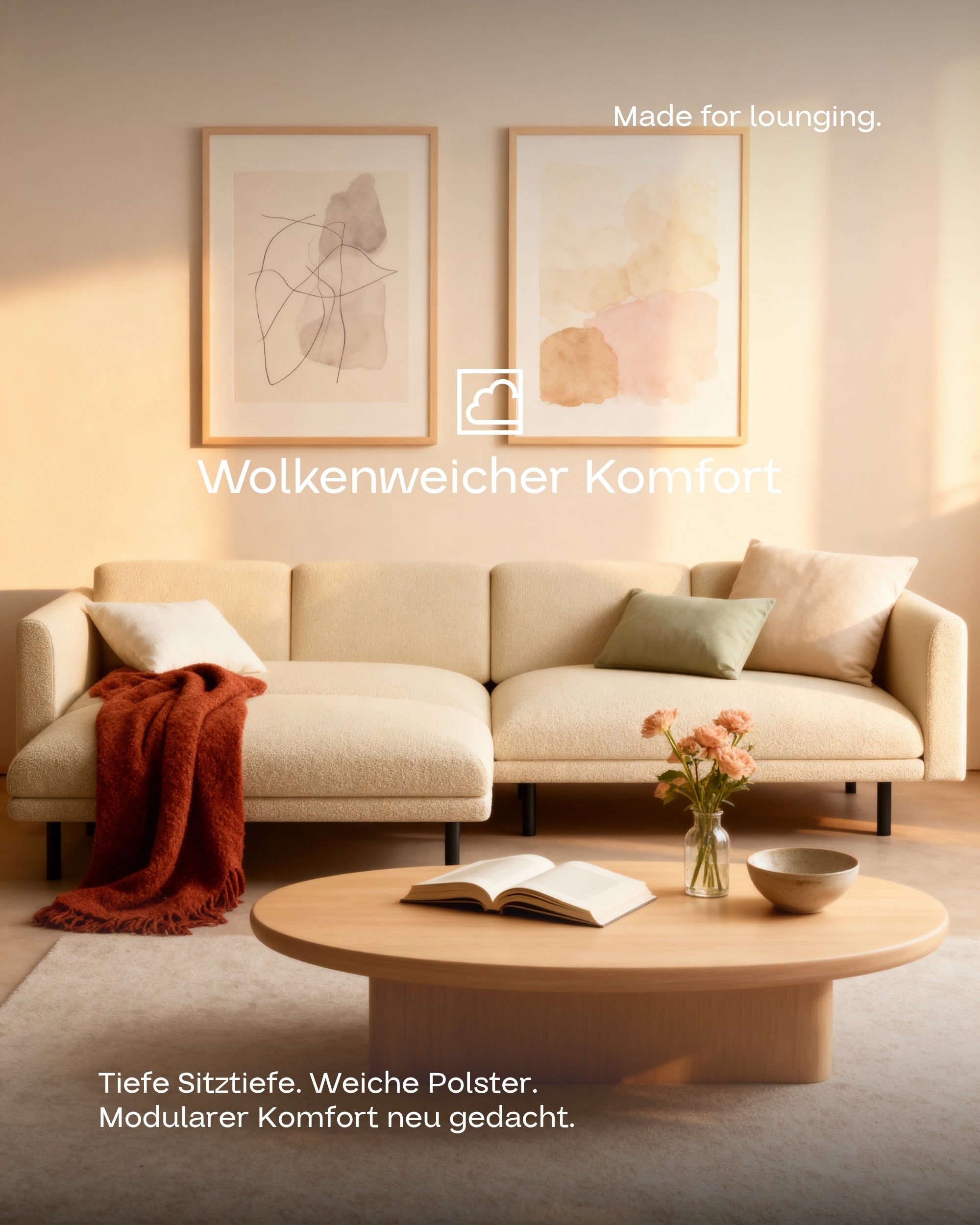 Modulares Sofa Aera 3-Sitzer mit Hocker und mit Schlaffunktion