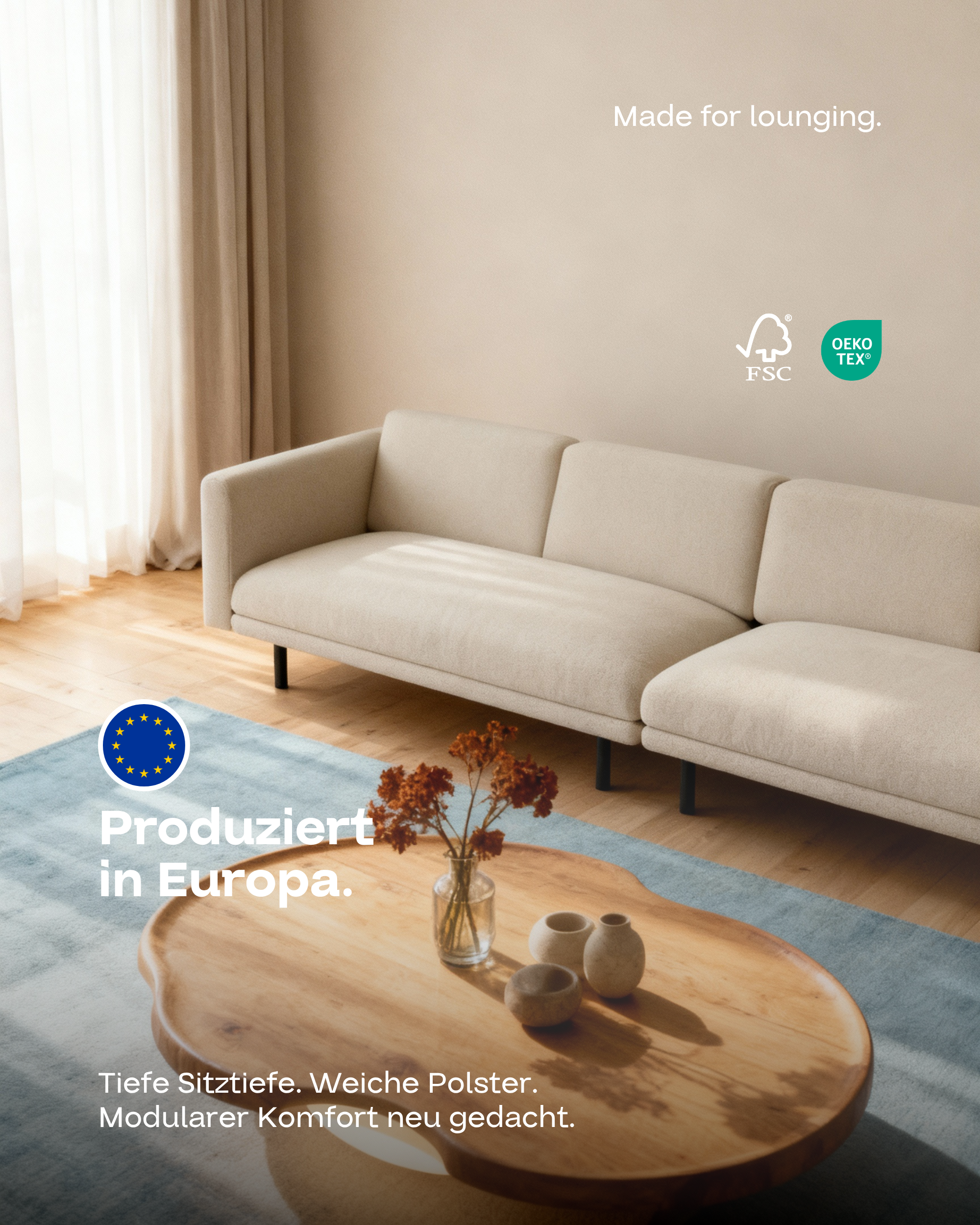 Modulares Sofa Aera 3-Sitzer mit Schlaffunktion