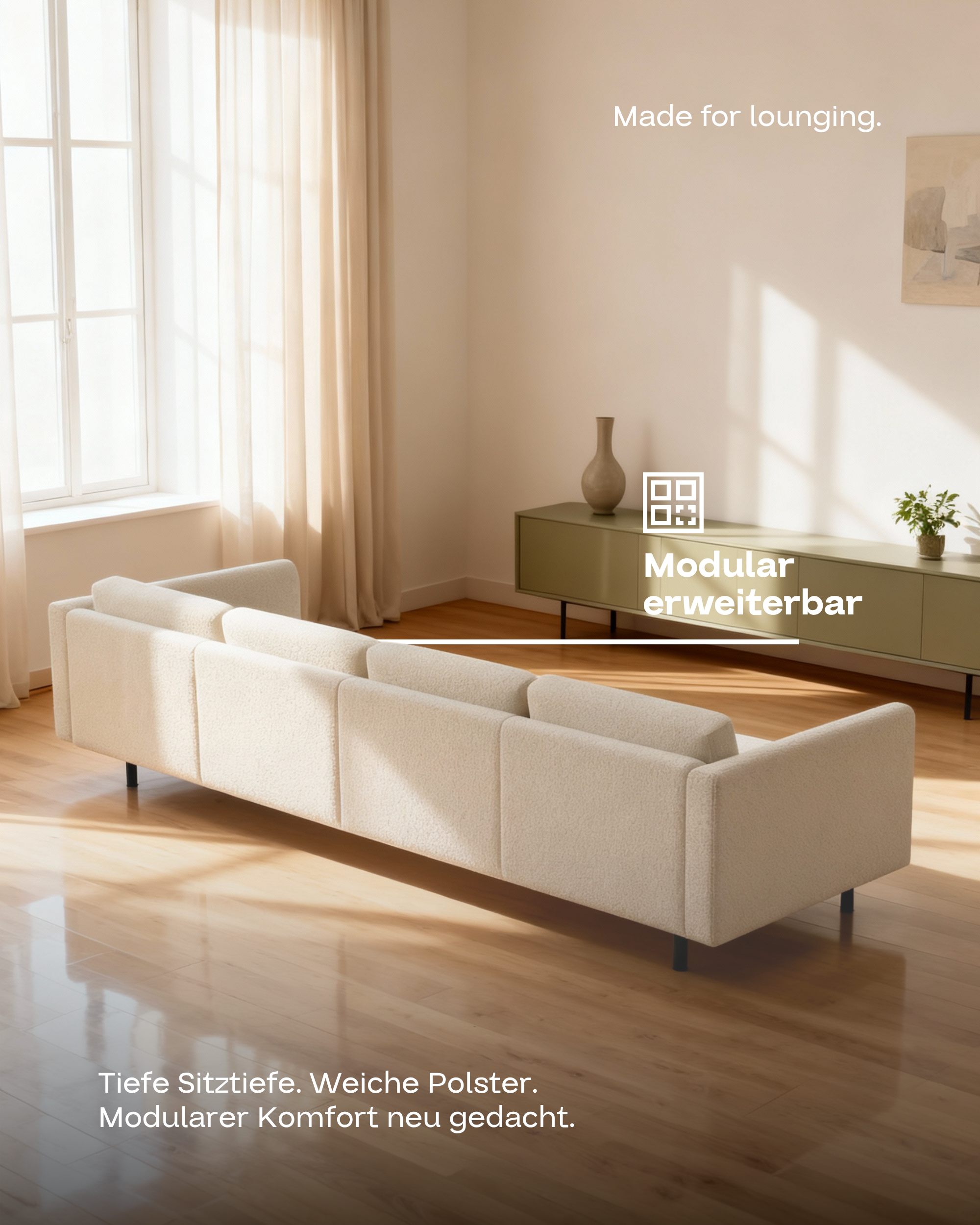 Modulares Sofa Aera 3-Sitzer mit Schlaffunktion