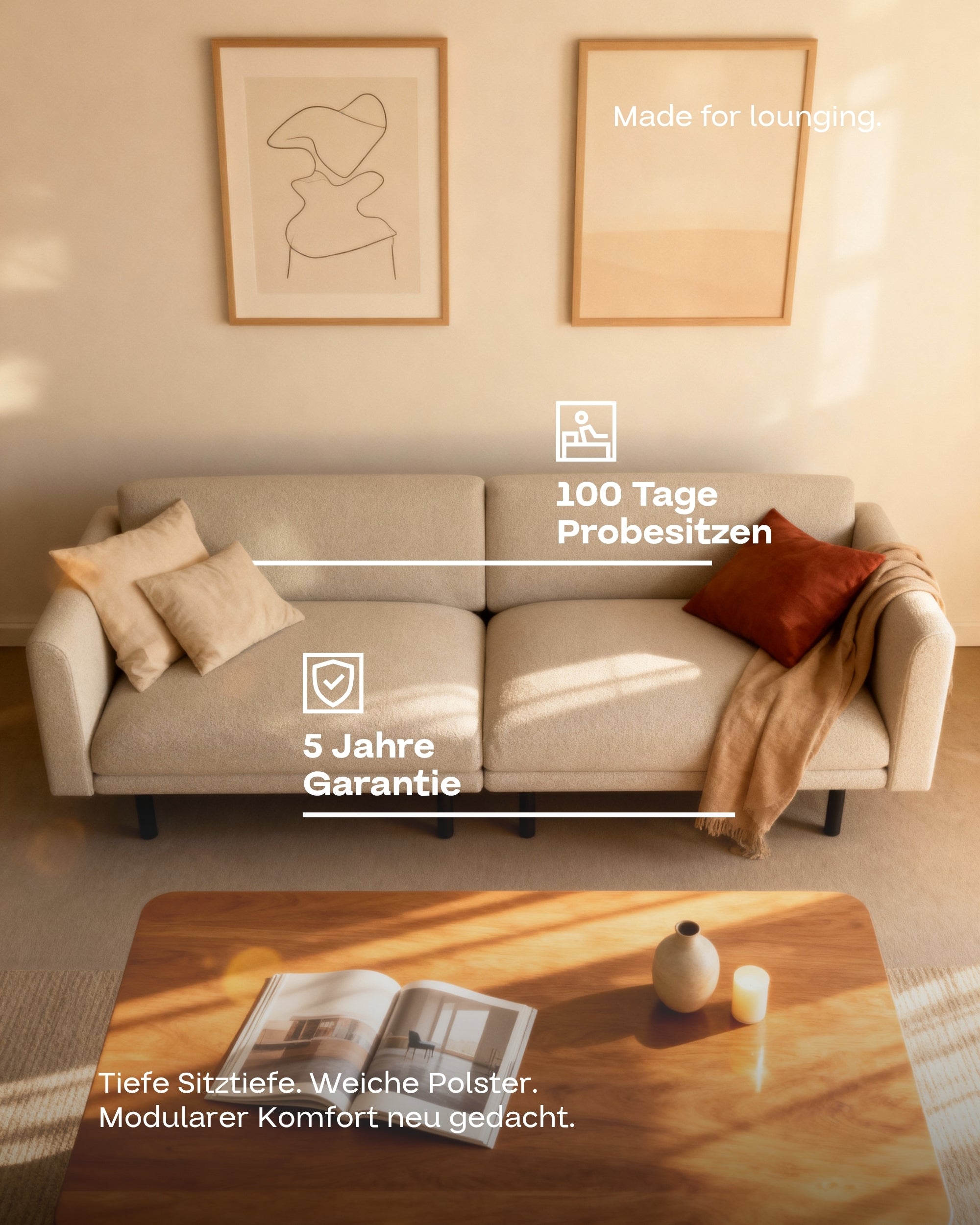 Fabric cover - Modular sofa Aera 2.5-seater with sleep function