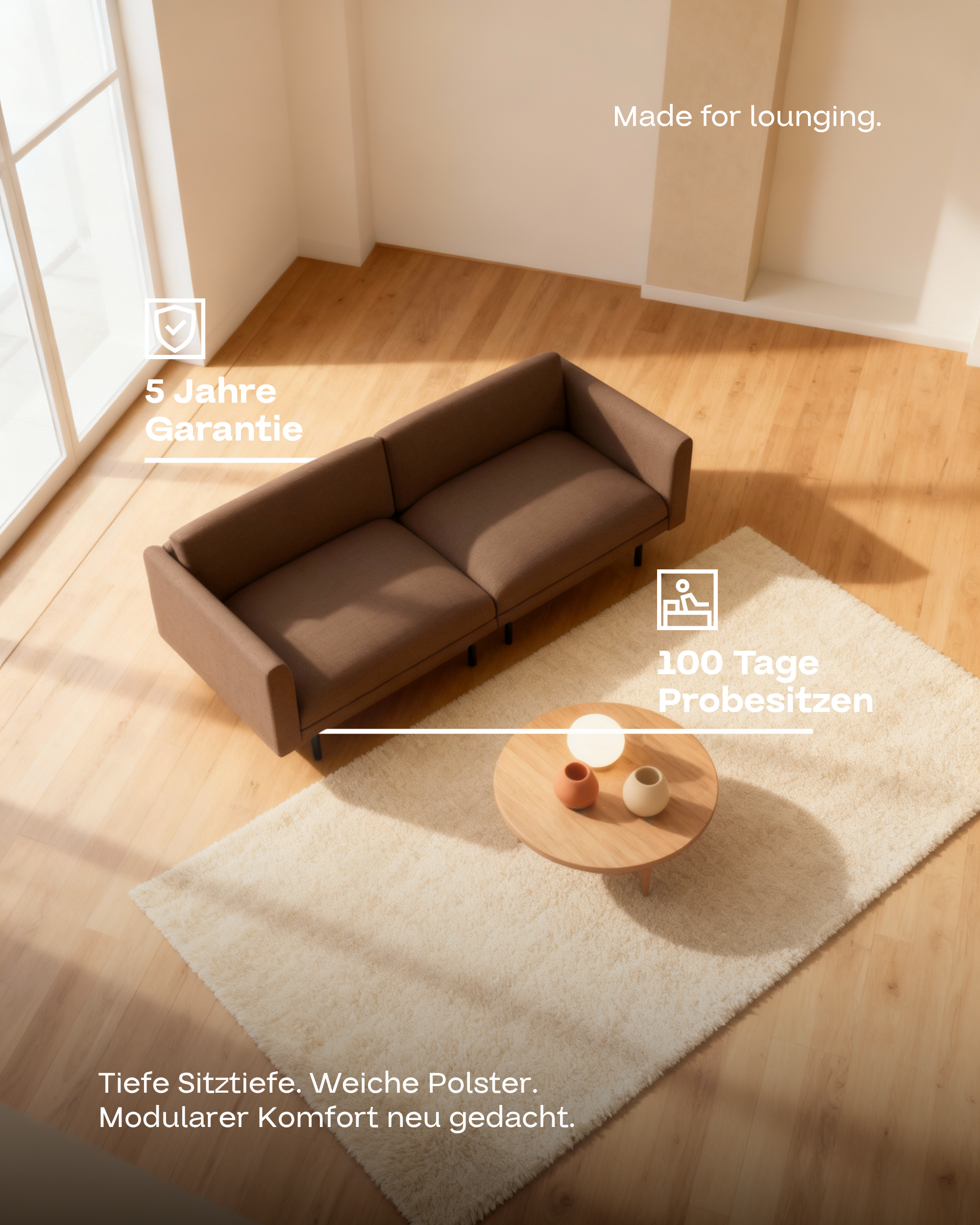 Modular sofa Aera 2.5-seater with sleep function