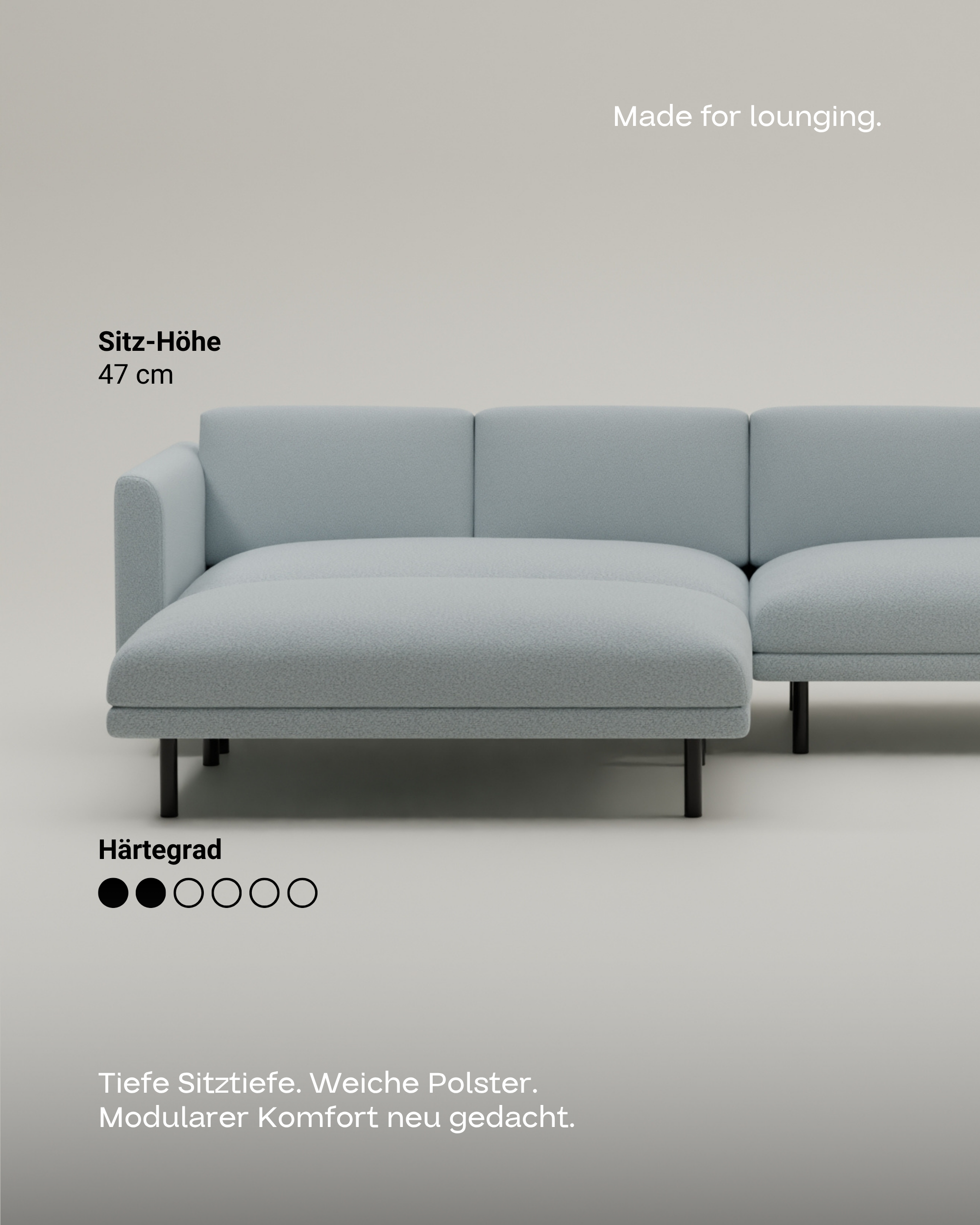 Modular sofa Aera 3-seater with ottoman with sleep function