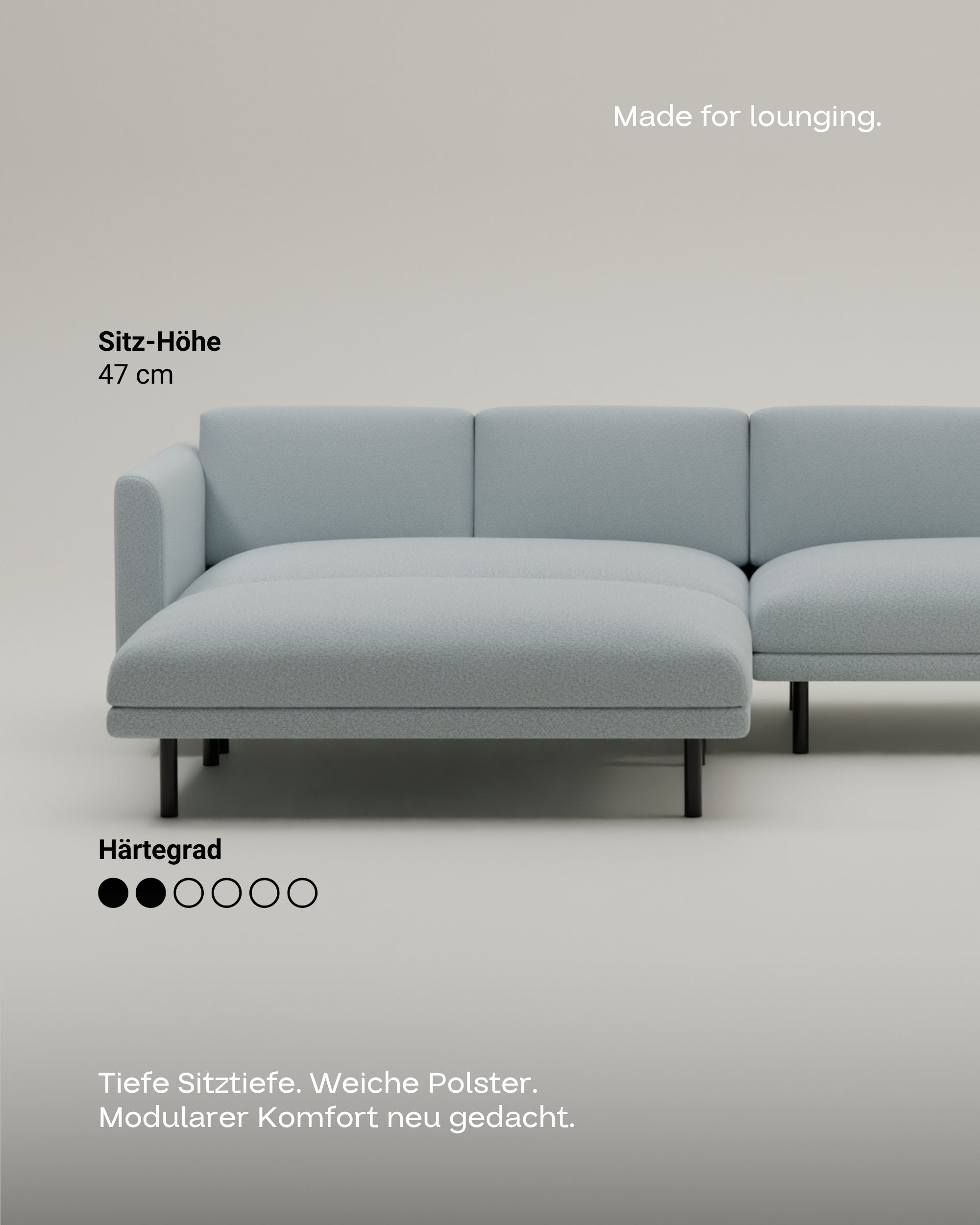 Modulares Sofa Aera 3-Sitzer mit Hocker und mit Schlaffunktion