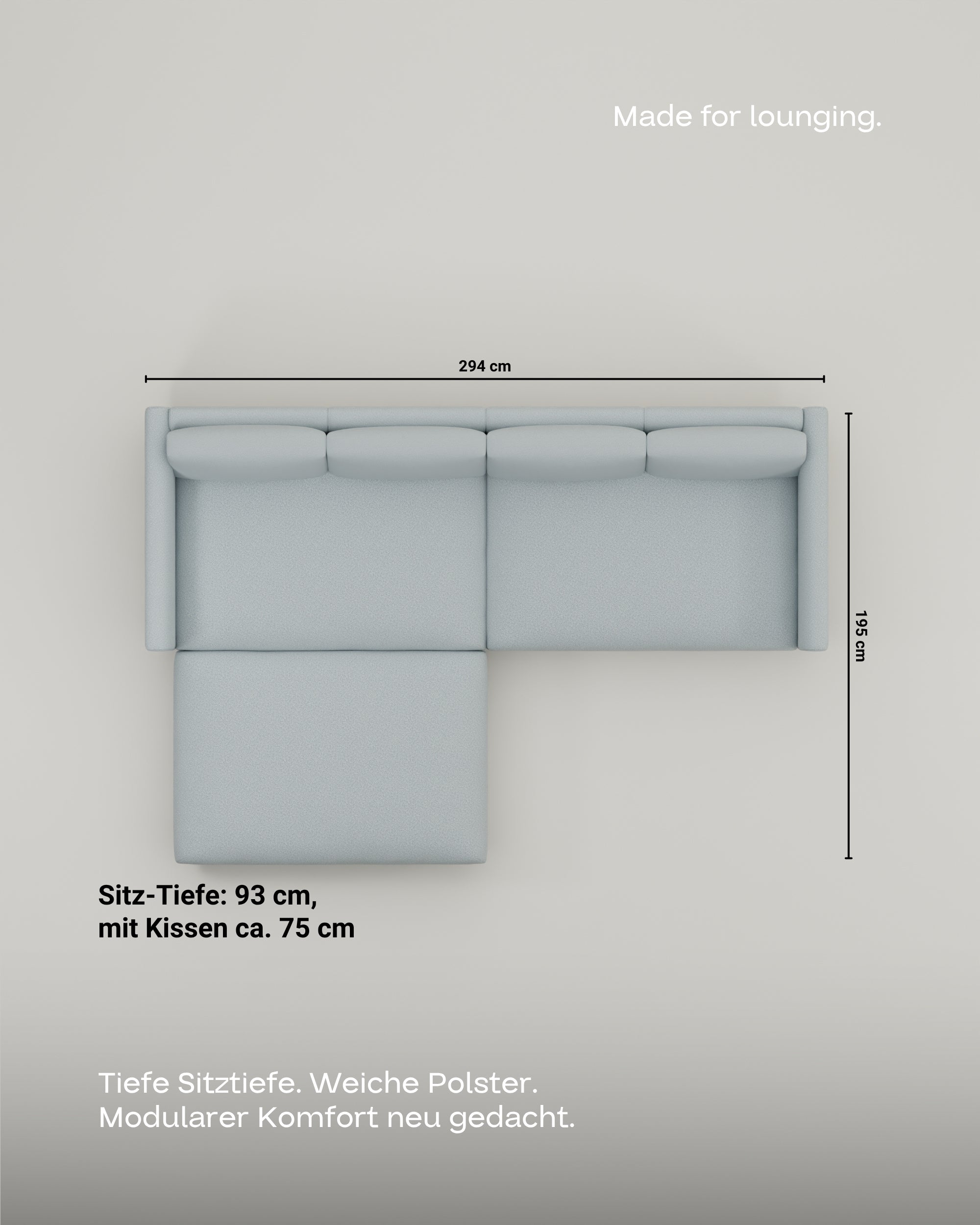 Modulares Sofa Aera 3-Sitzer mit Hocker und mit Schlaffunktion