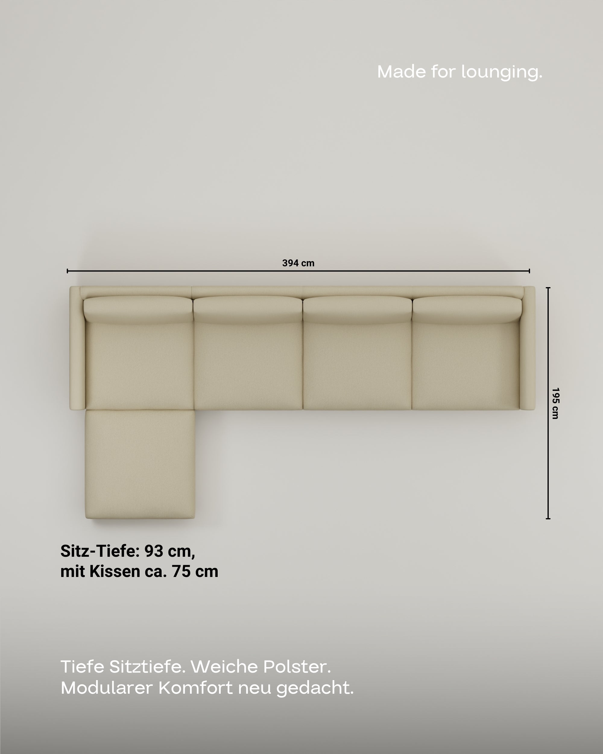 Fabric cover - Modular sofa Aera 5-seater with sleep function