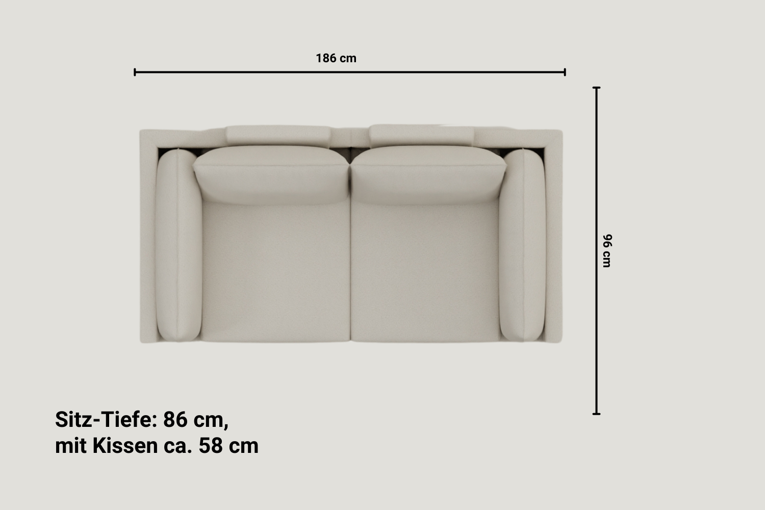 Fabric cover - Donna 2-seater modular sofa