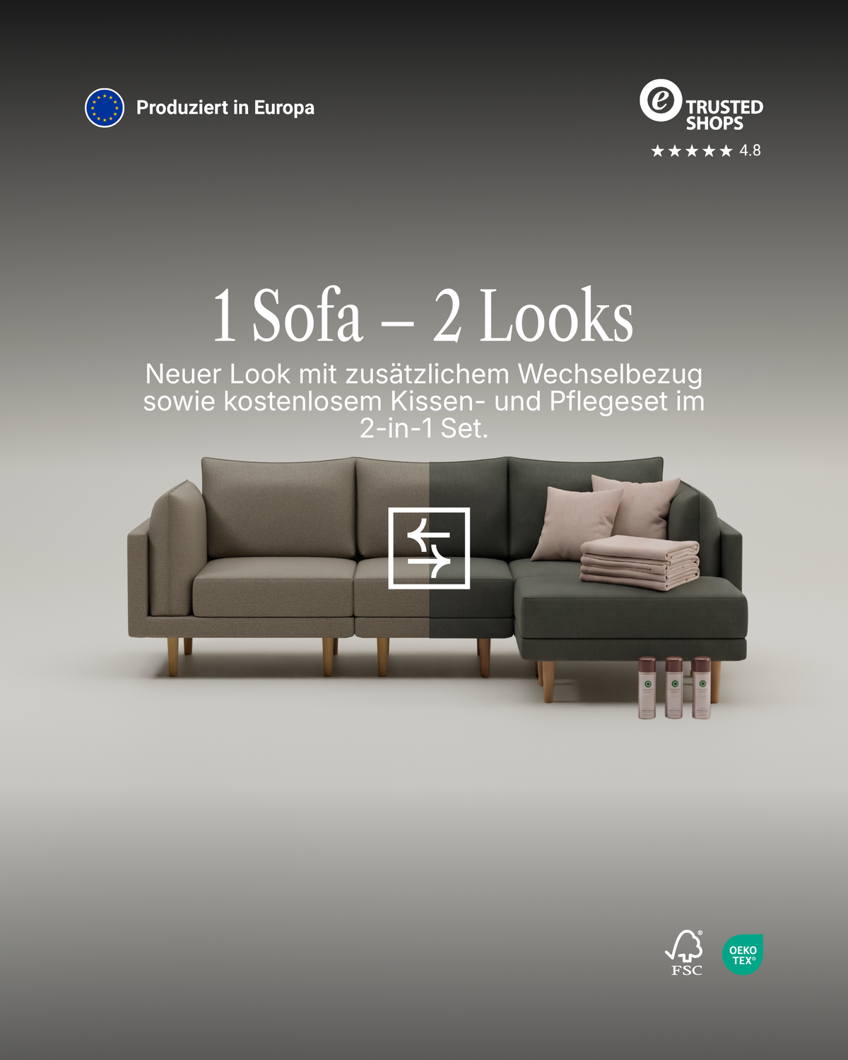 Donna 3-seater modular sofa with sleep function