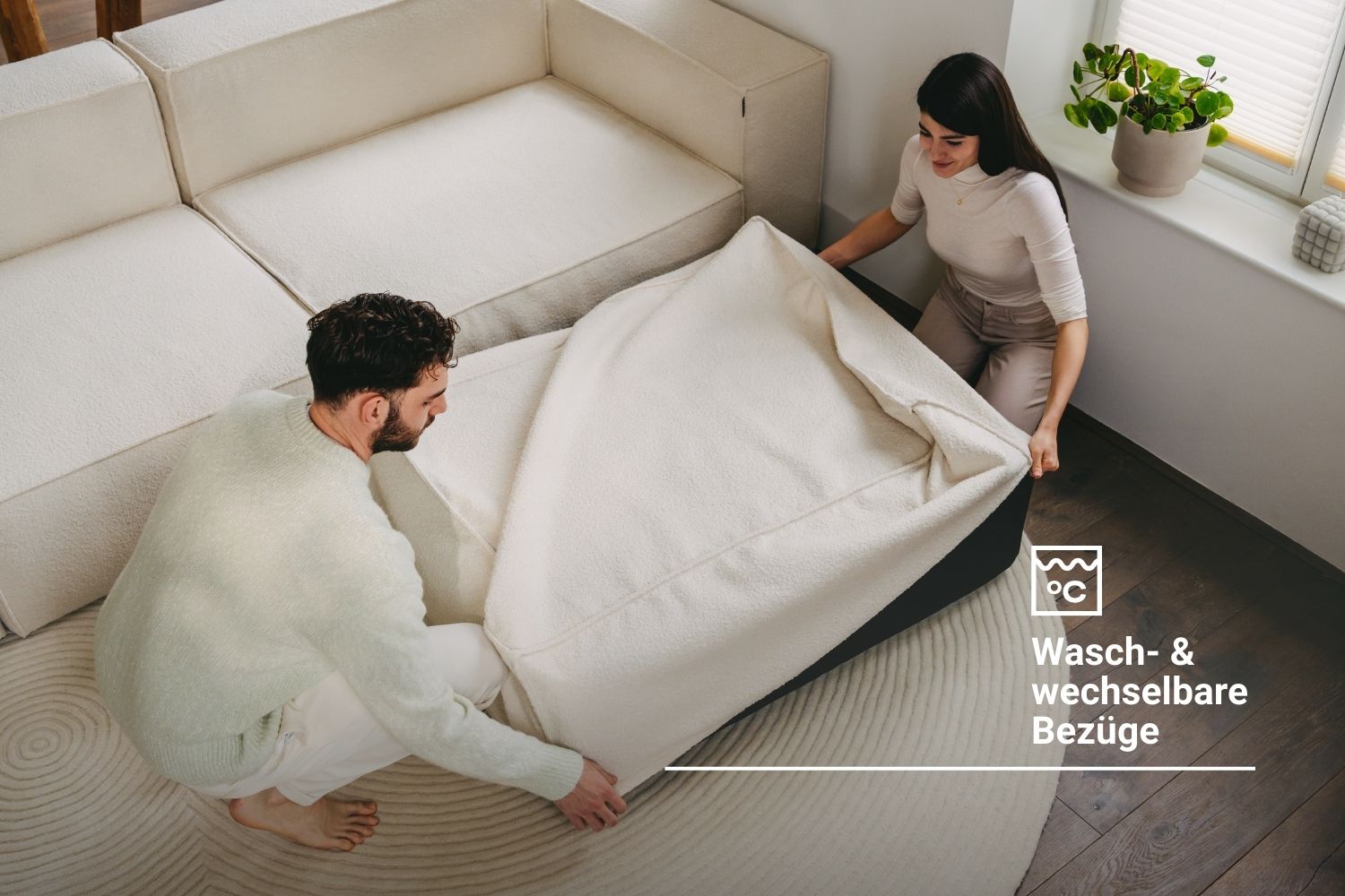 Modulares Ecksofa Harvey 4-Sitzer L Mini mit Schlaffunktion