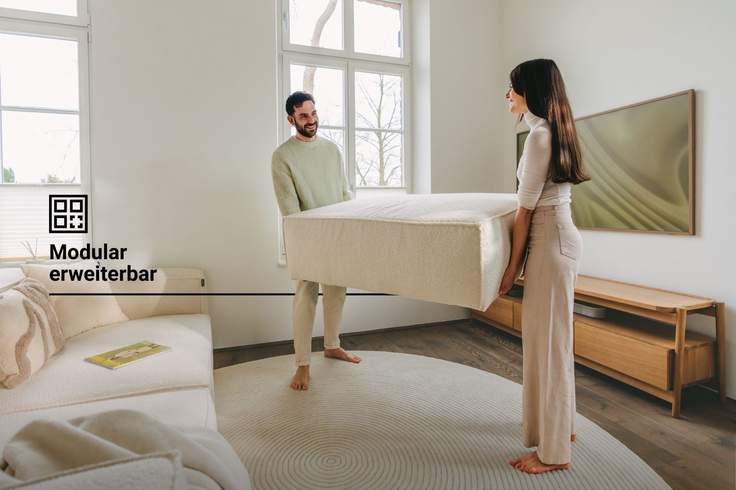 Modulares Ecksofa Harvey 4-Sitzer L Mini mit Schlaffunktion