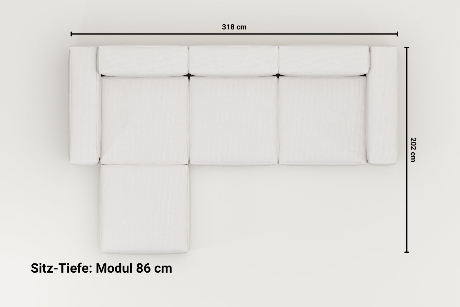 Stoffbezug - Modulares Sofa Harvey 4-Sitzer L mit Schlaffunktion