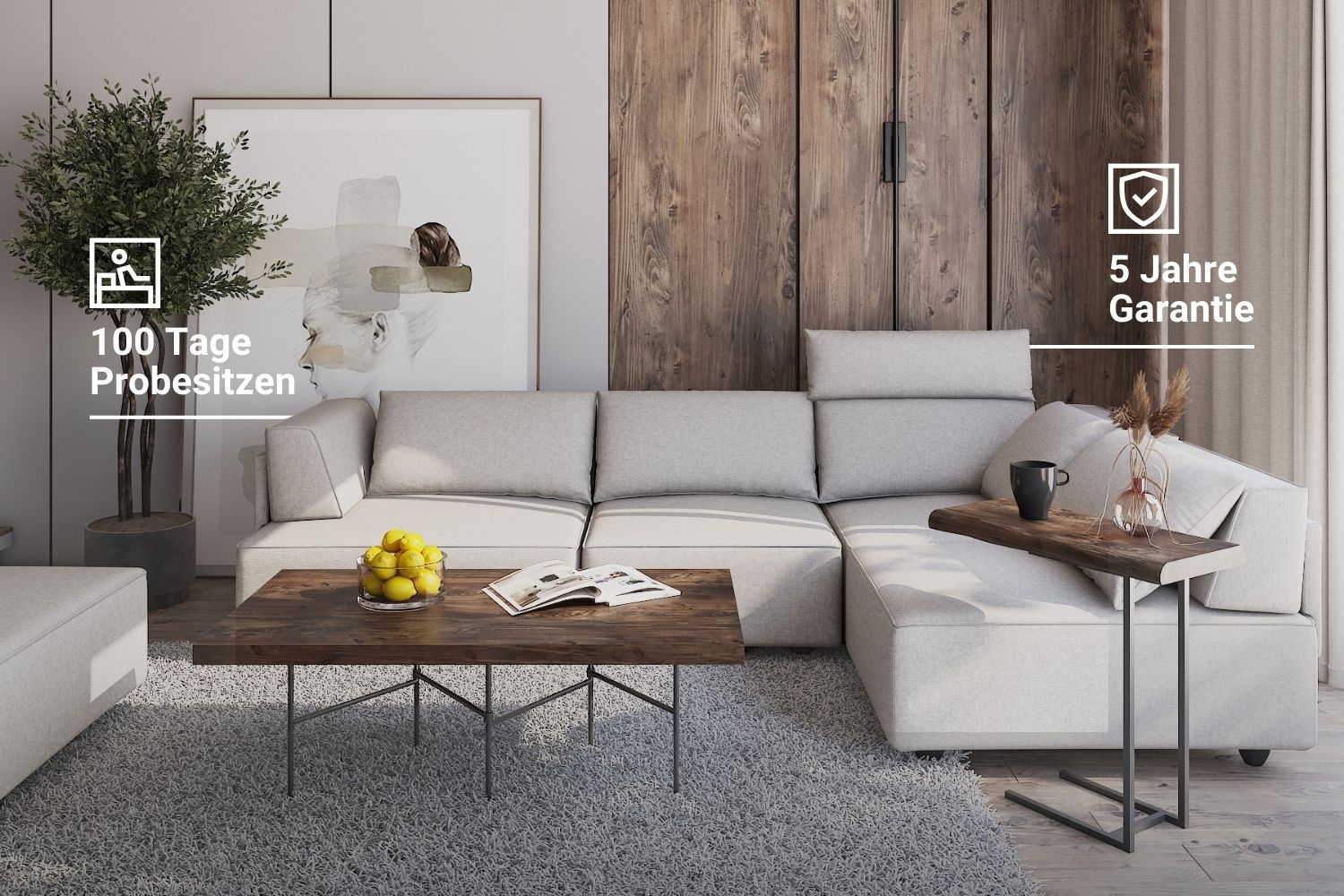 Modular sofa Louis S with sleeping function - fabric Nova
