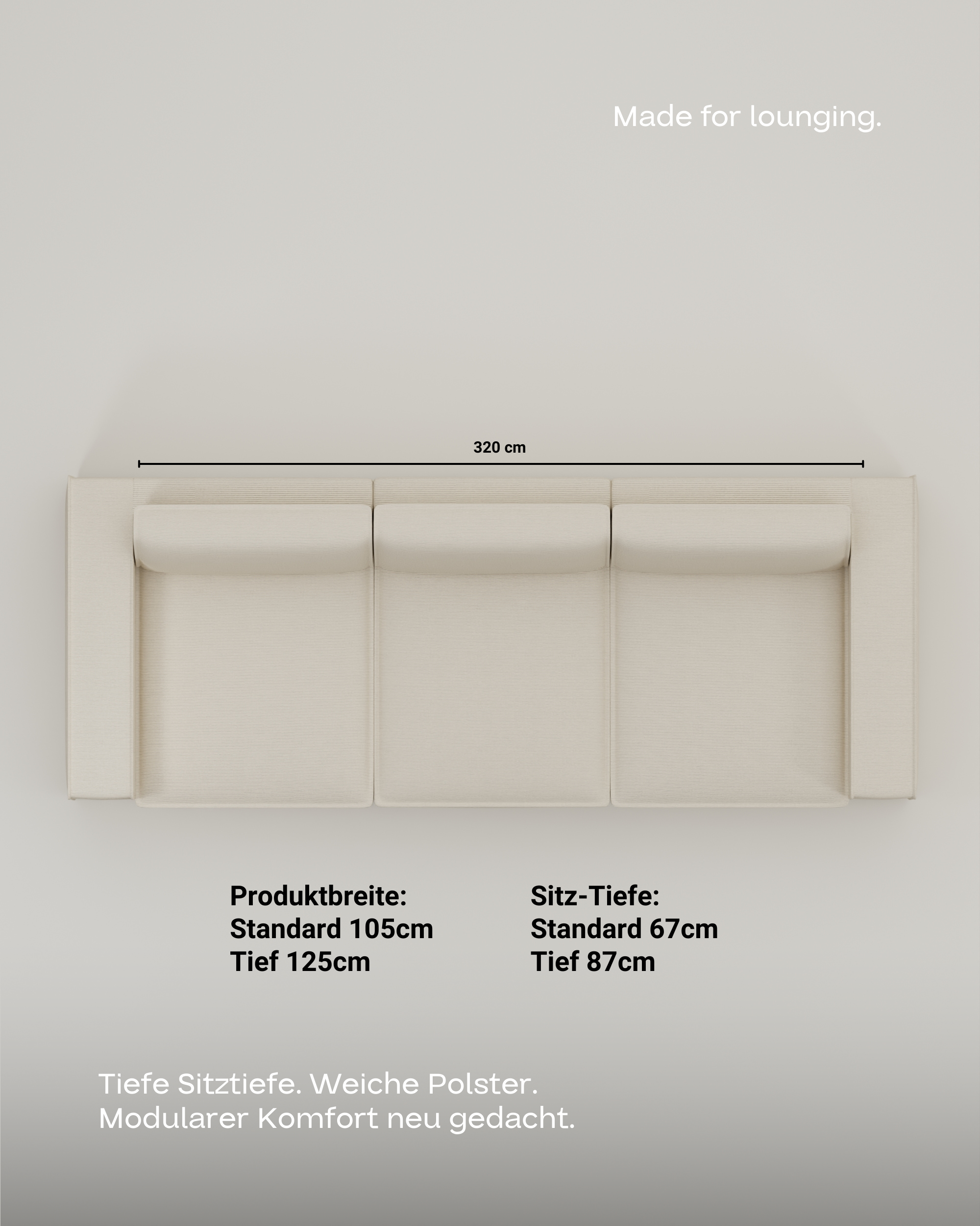Modulares Sofa Terra 3-Sitzer mit Schlaffunktion