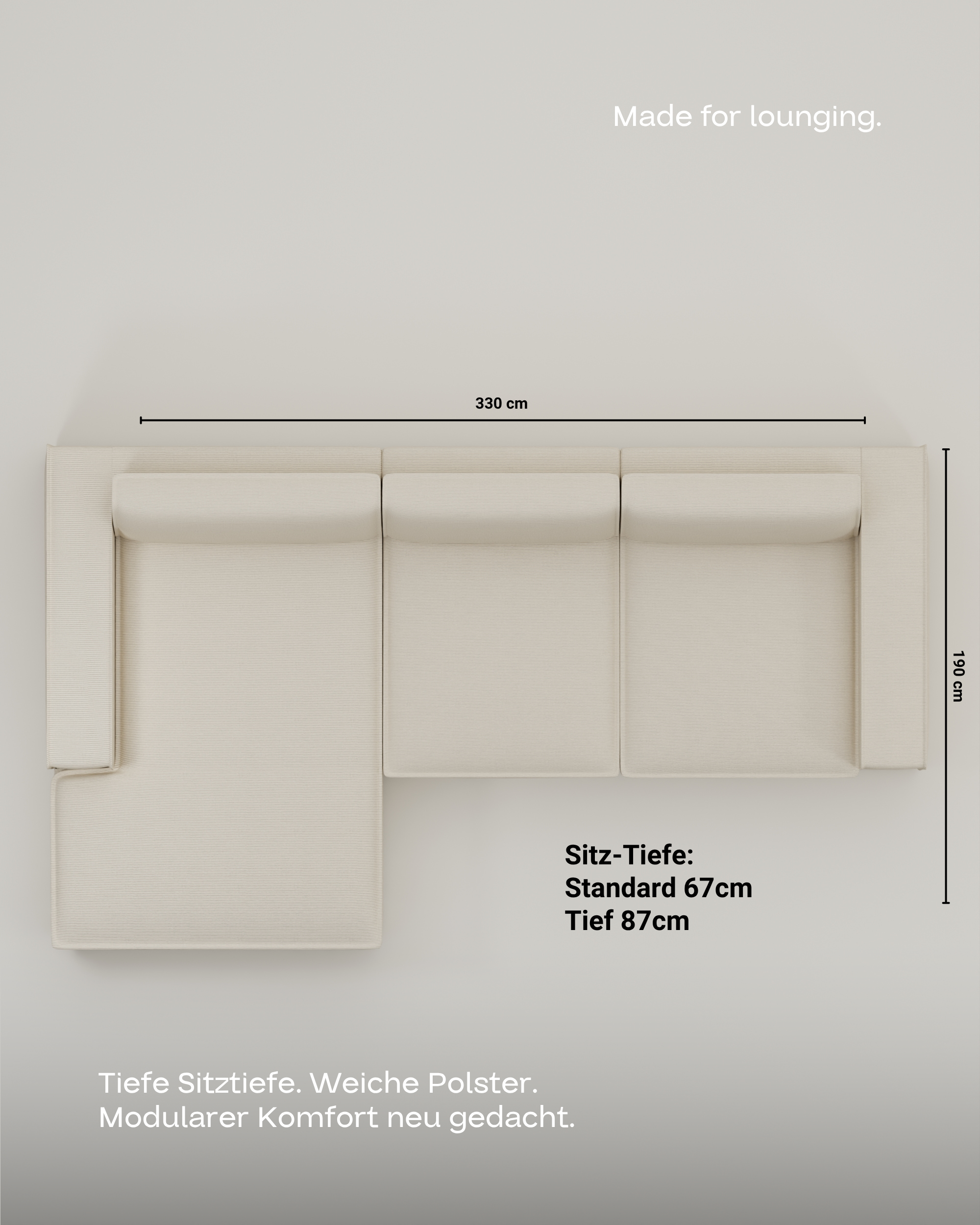 Terra L 4-seater modular sofa with sleep function