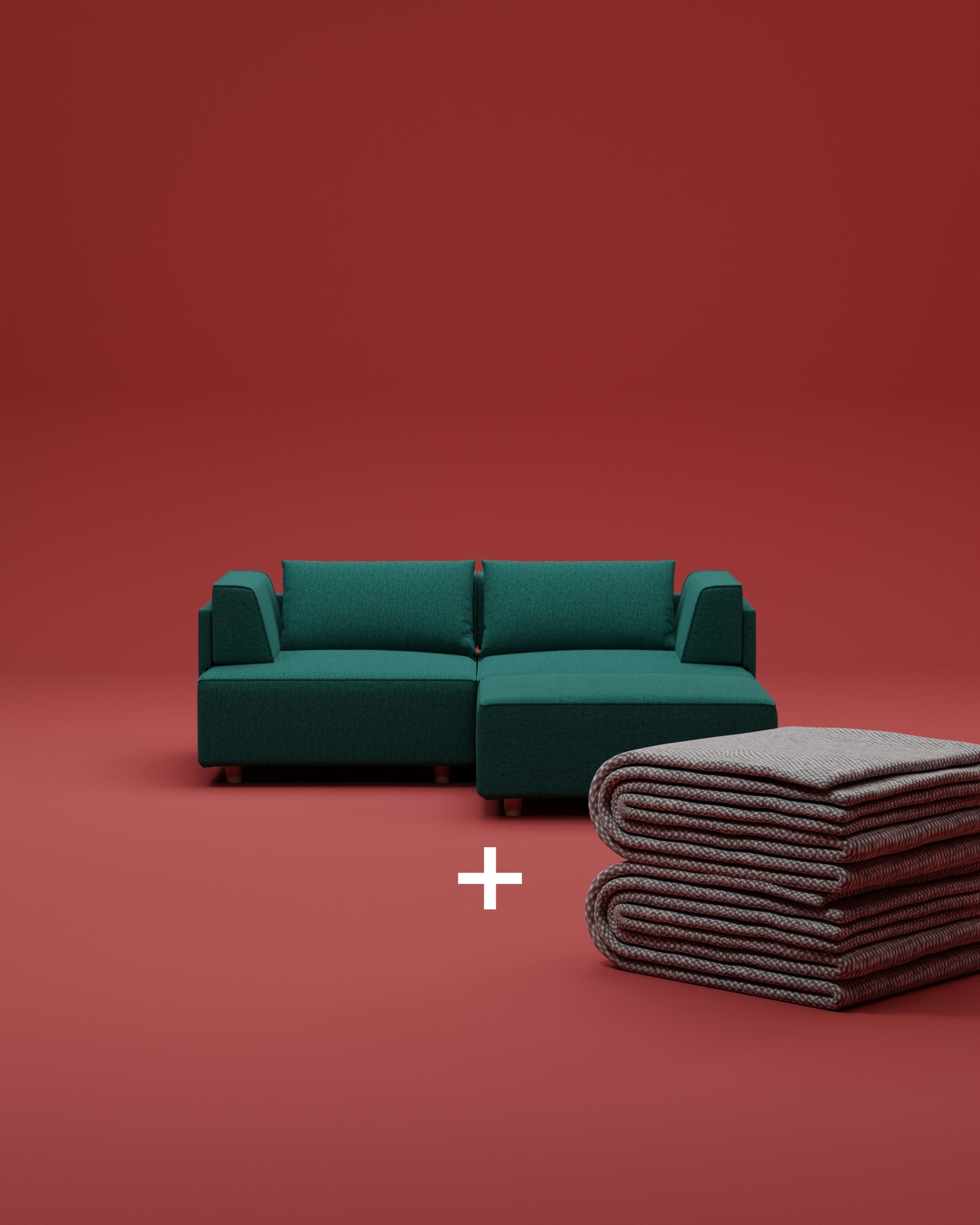 Modulares Sofa Louis 2-Sitzer mit Hocker und Schlaffunktion