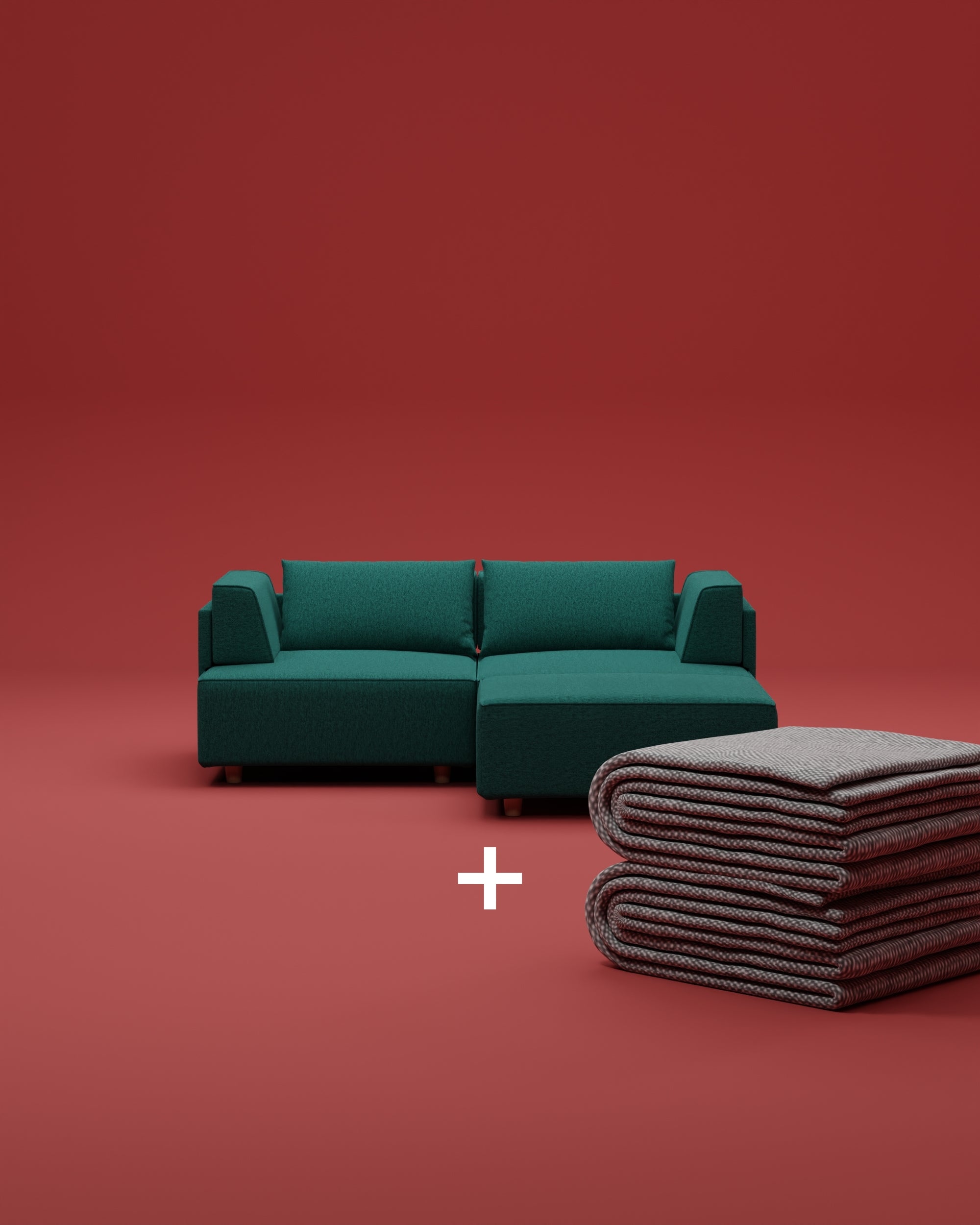 Modulares Sofa Louis 2-Sitzer mit Hocker und Schlaffunktion