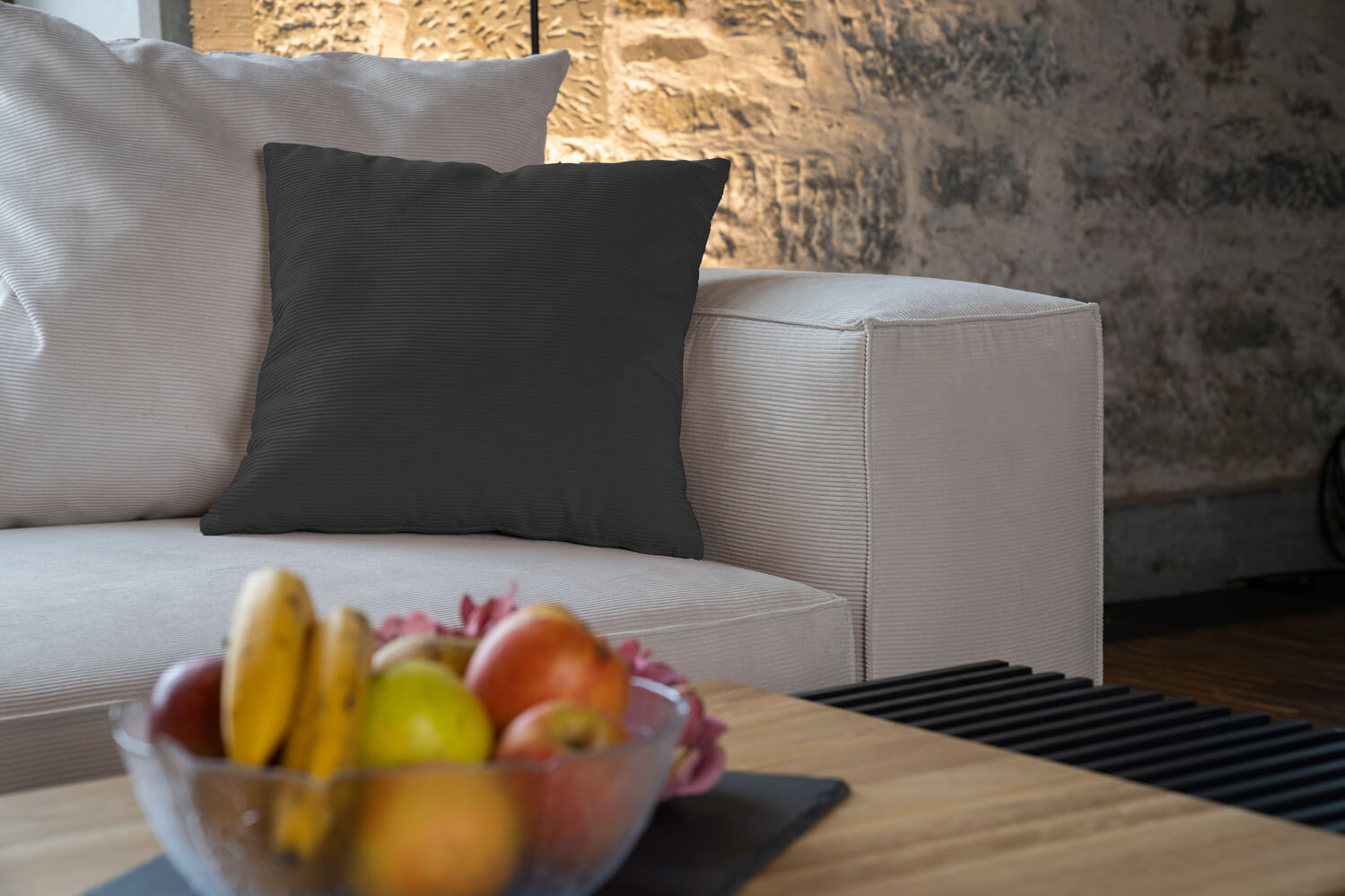 Outlet - Decorative cushion - Cord/velvet fabric