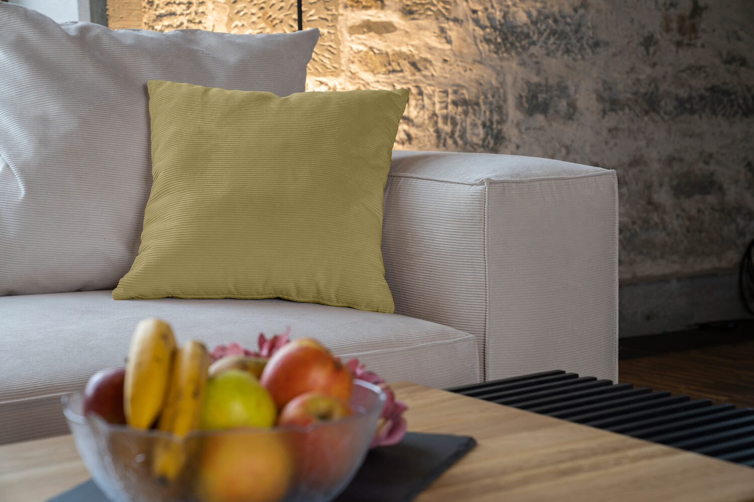 Outlet - Decorative cushion - Cord/velvet fabric