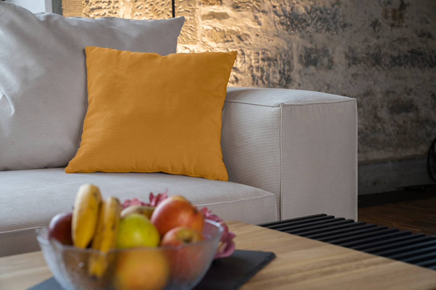 Outlet - Decorative cushion - Cord/velvet fabric