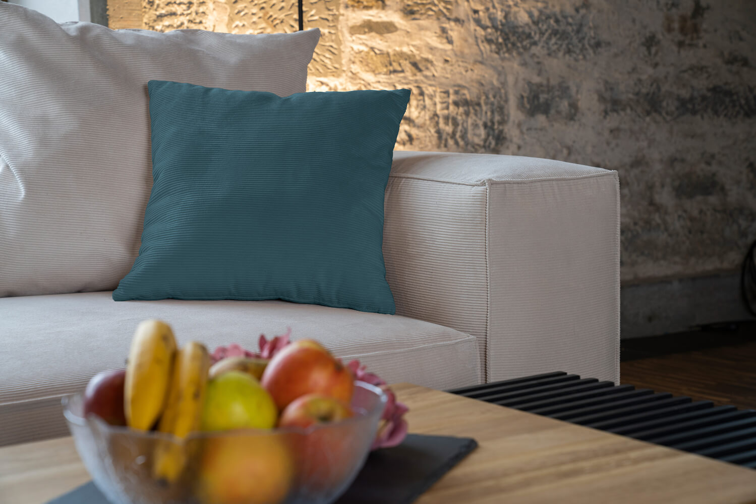 Outlet - Decorative cushion - Cord/velvet fabric