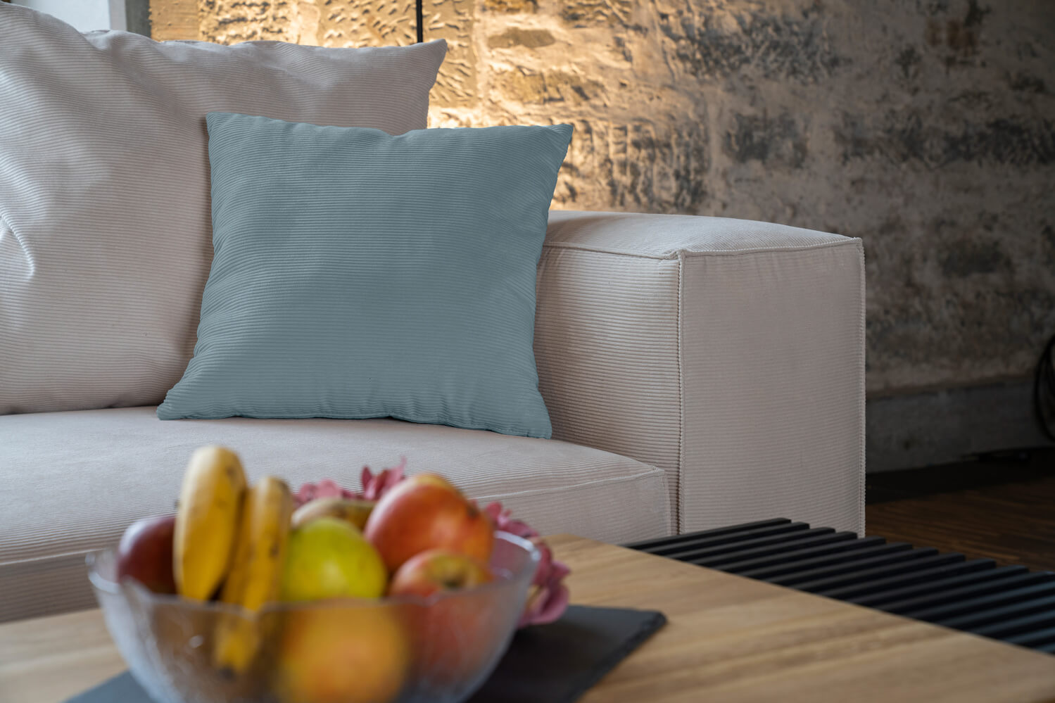 Outlet - Decorative cushion - Cord/velvet fabric