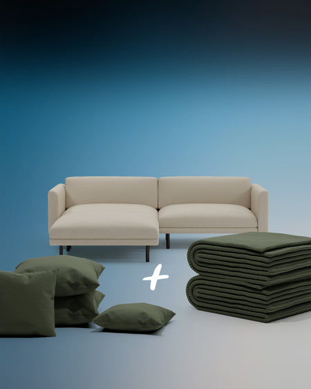 Modulares Sofa Aera 2.5-Sitzer mit Hocker und Schlaffunktion 3 in 1 Set