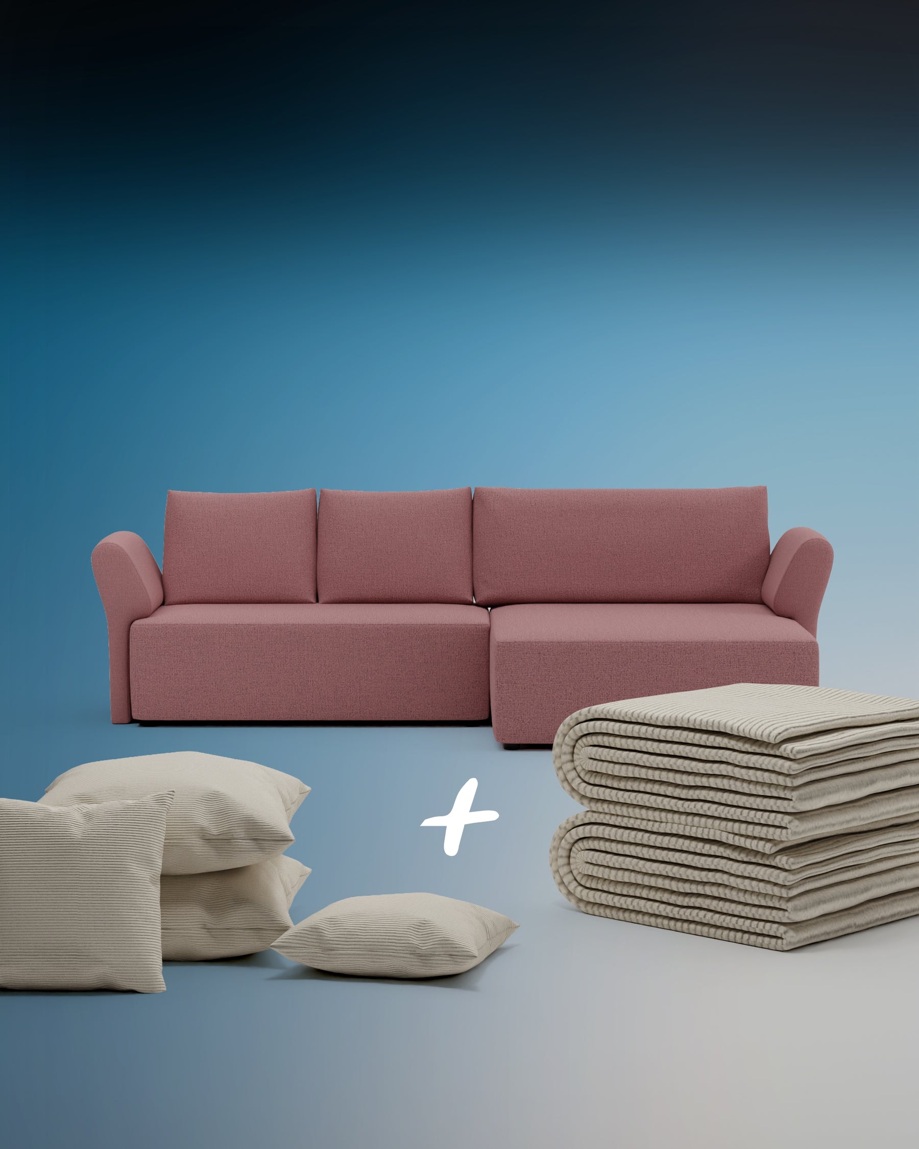 Modulares Sofa Amy 4-Sitzer mit Schlaffunktion 3 in 1 Set