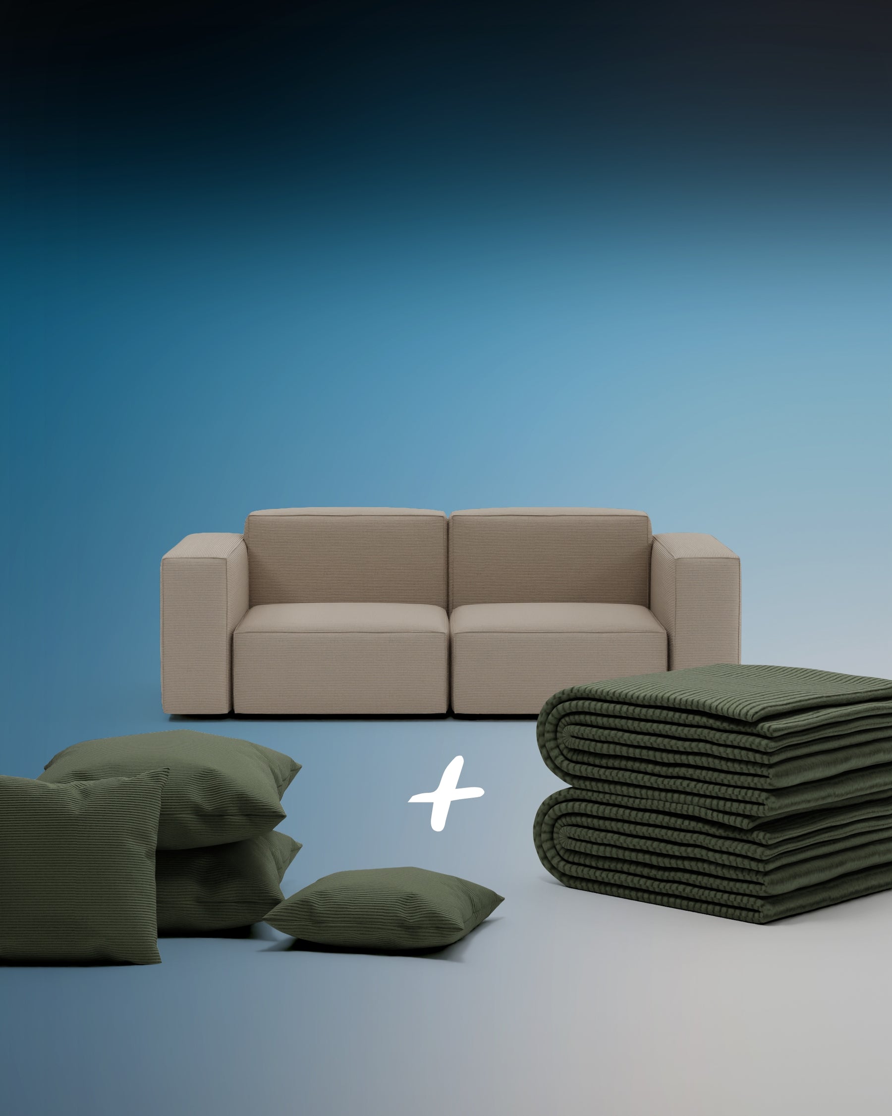Modulares Sofa Harvey 2-Sitzer 3 in 1 Set