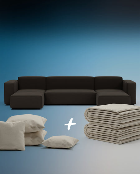 Modulares Sofa Harvey U-Form / Wohnlandschaft mit Schlaffunktion 3 in 1 Set