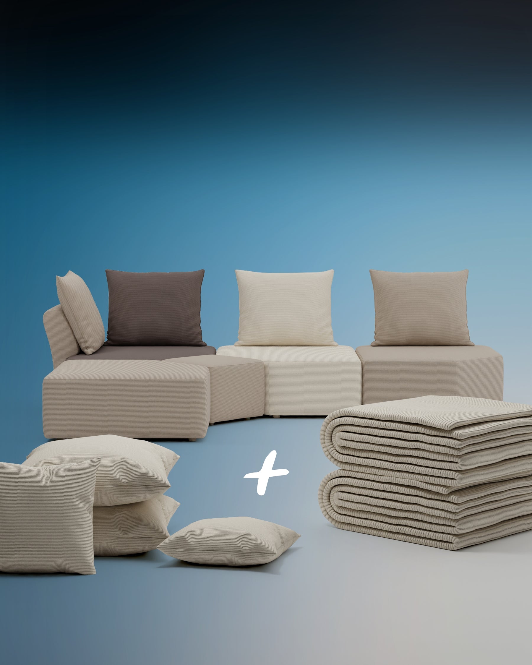 Modulares Sofa Katrina mit Schlaffunktion 3 in 1 Set