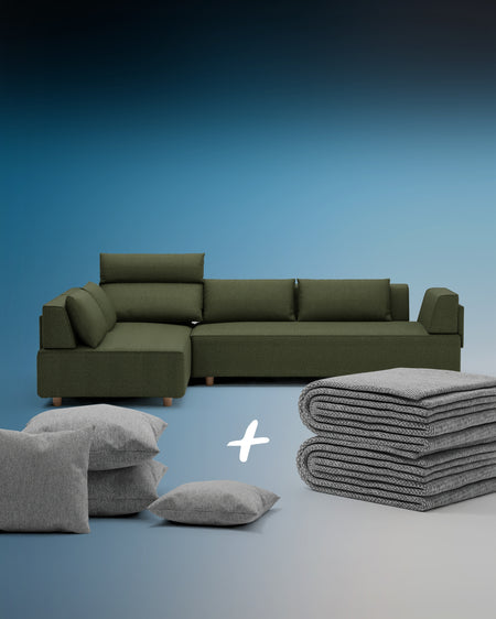 Modulares Sofa Louis 5-Sitzer mit Schlaffunktion 3 in 1 Set
