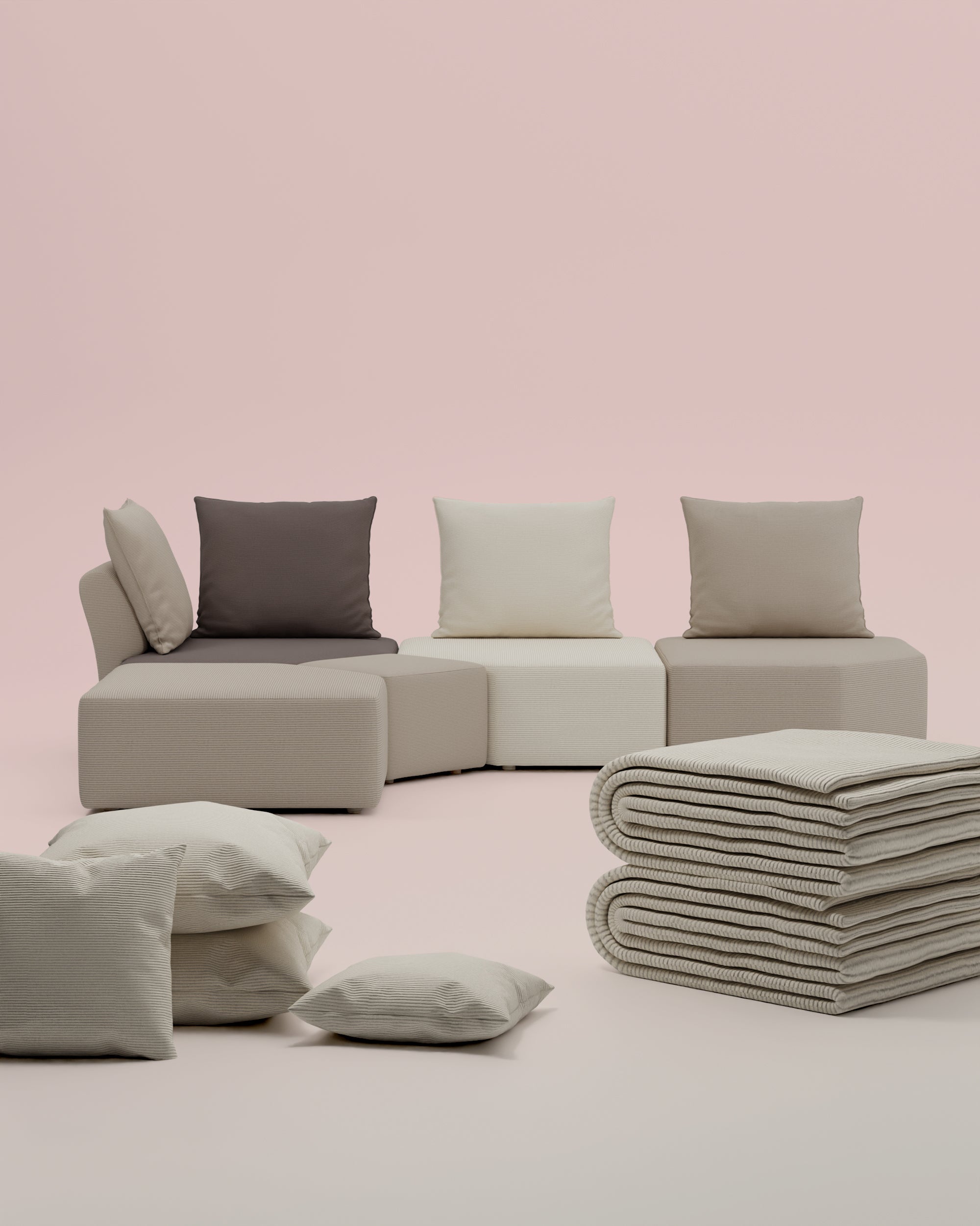 3 in 1 Set Modulares Sofa Katrina mit Schlaffunktion