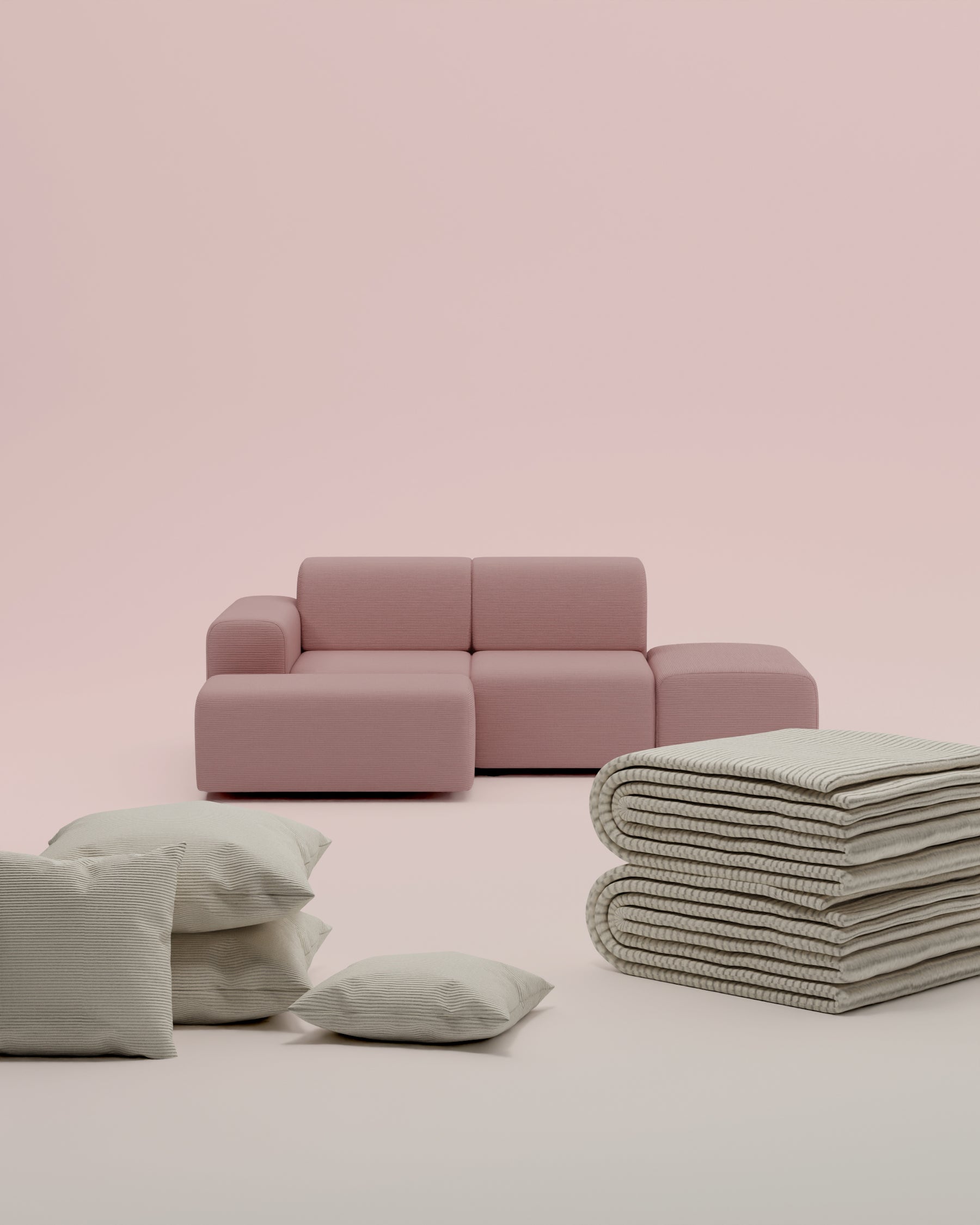 3 in 1 set Modular corner sofa Nina 4-seater mini with sleeping function