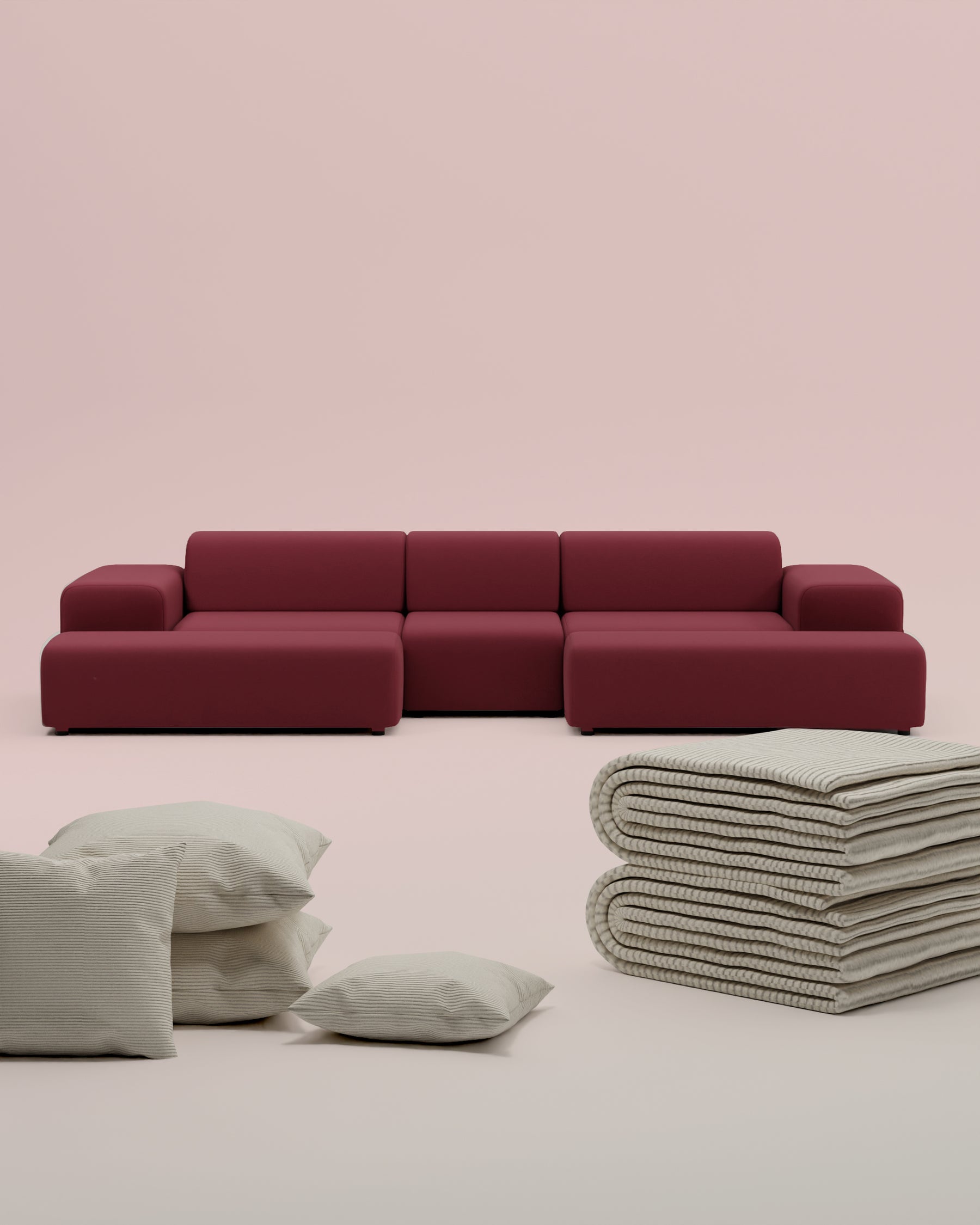 3 in 1 set modular sofa Nina U-Form / living area with sleeping function