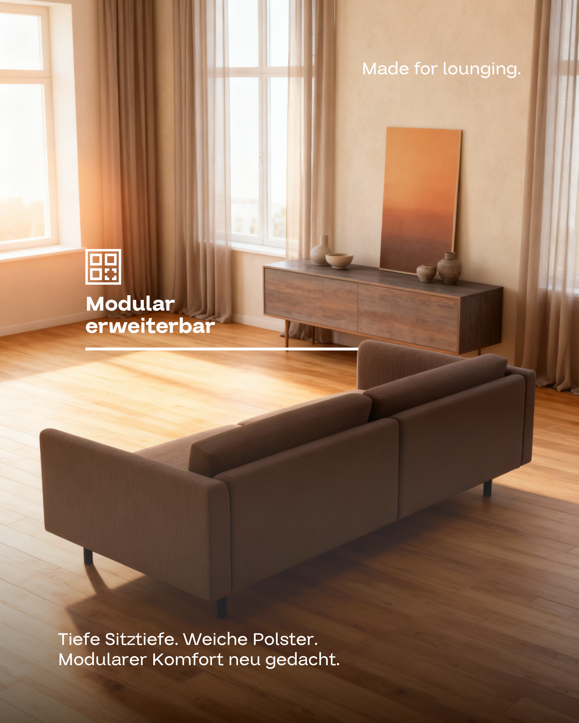 Modulares Sofa Aera 2.5-Sitzer mit Schlaffunktion