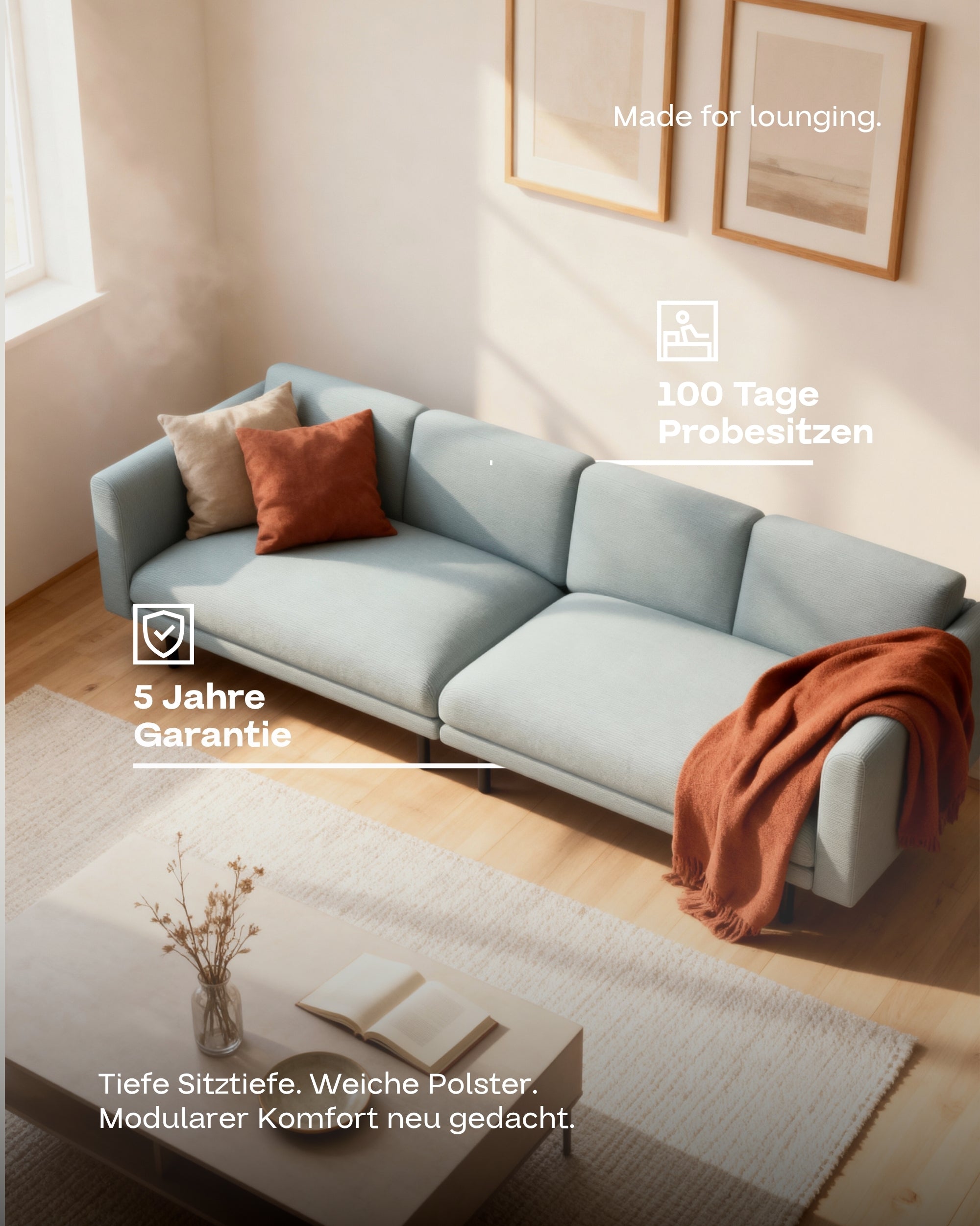 Modulares Sofa Aera 3-Sitzer mit Schlaffunktion
