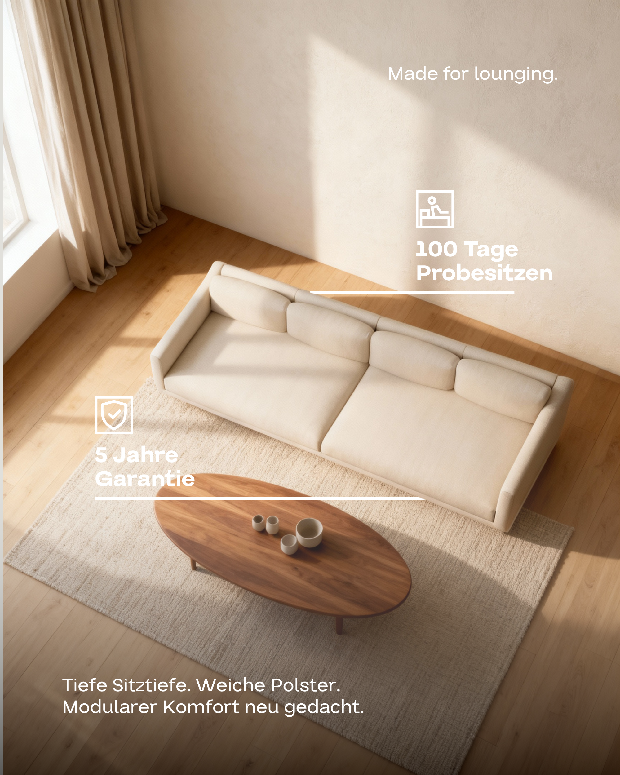 Modulares Sofa Aera 3-Sitzer mit Schlaffunktion