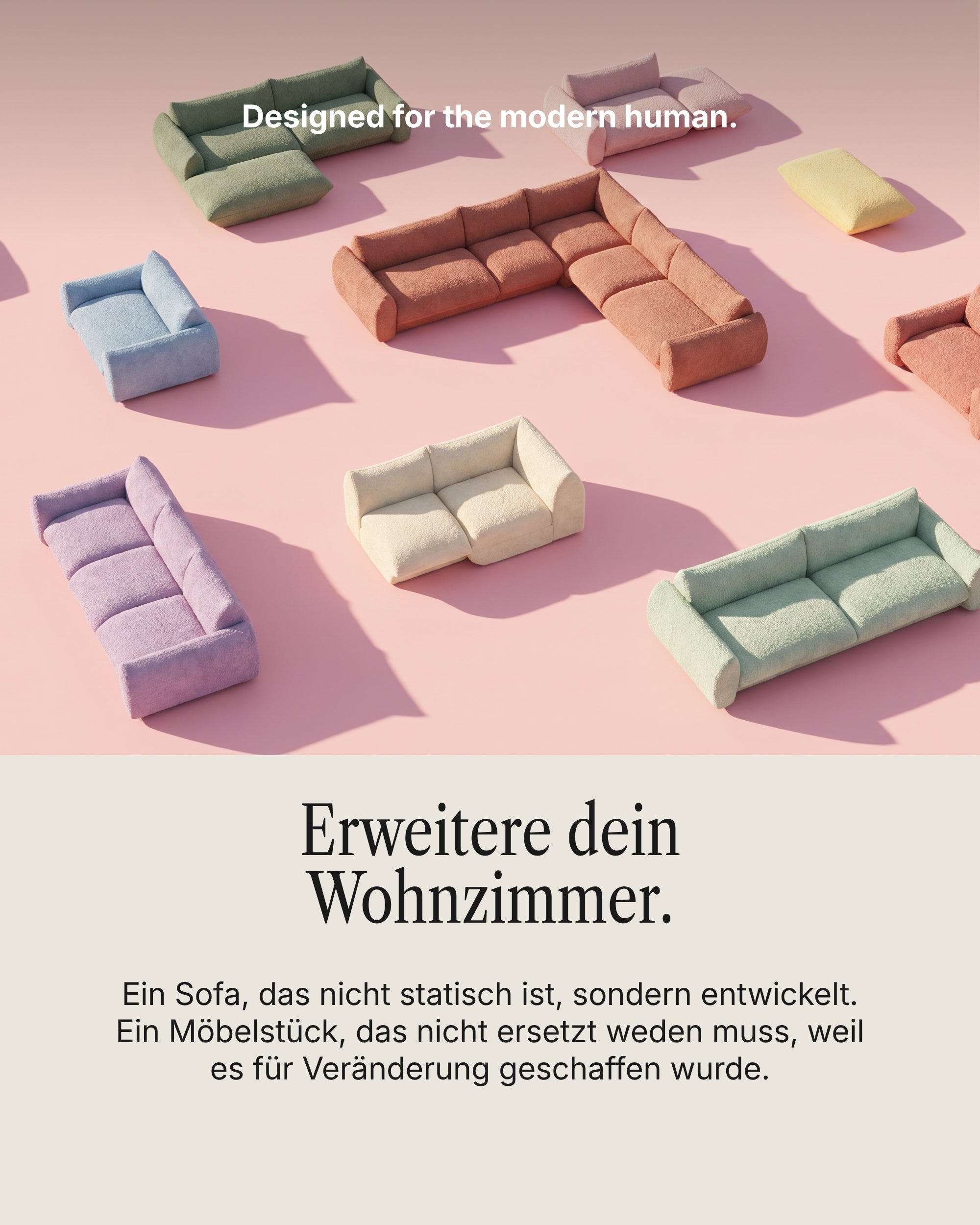 Modulares Sofa Luma 3-Sitzer mit Schlaffunktion