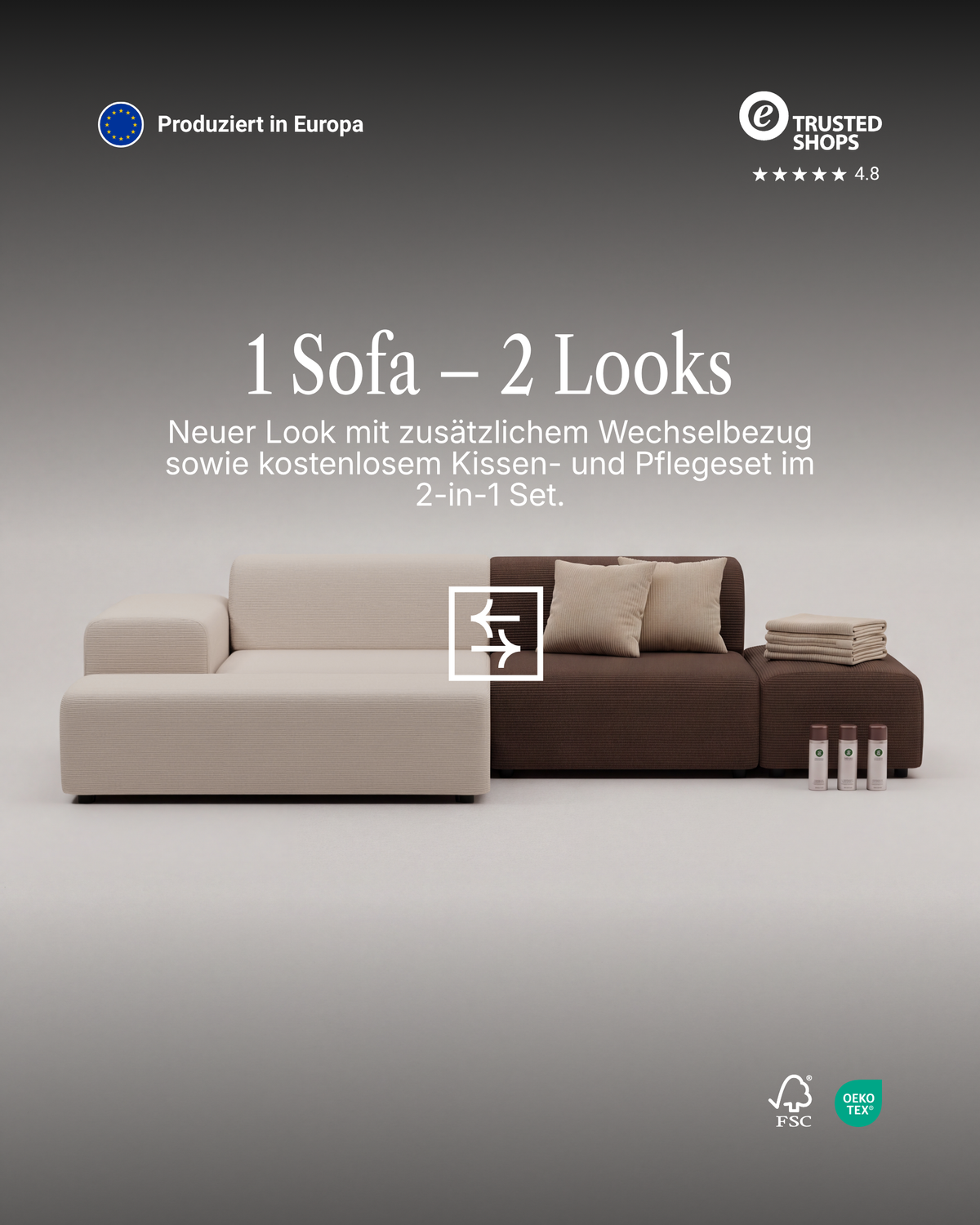 Modulares Sofa Nina 2-Sitzer mit Schlaffunktion
