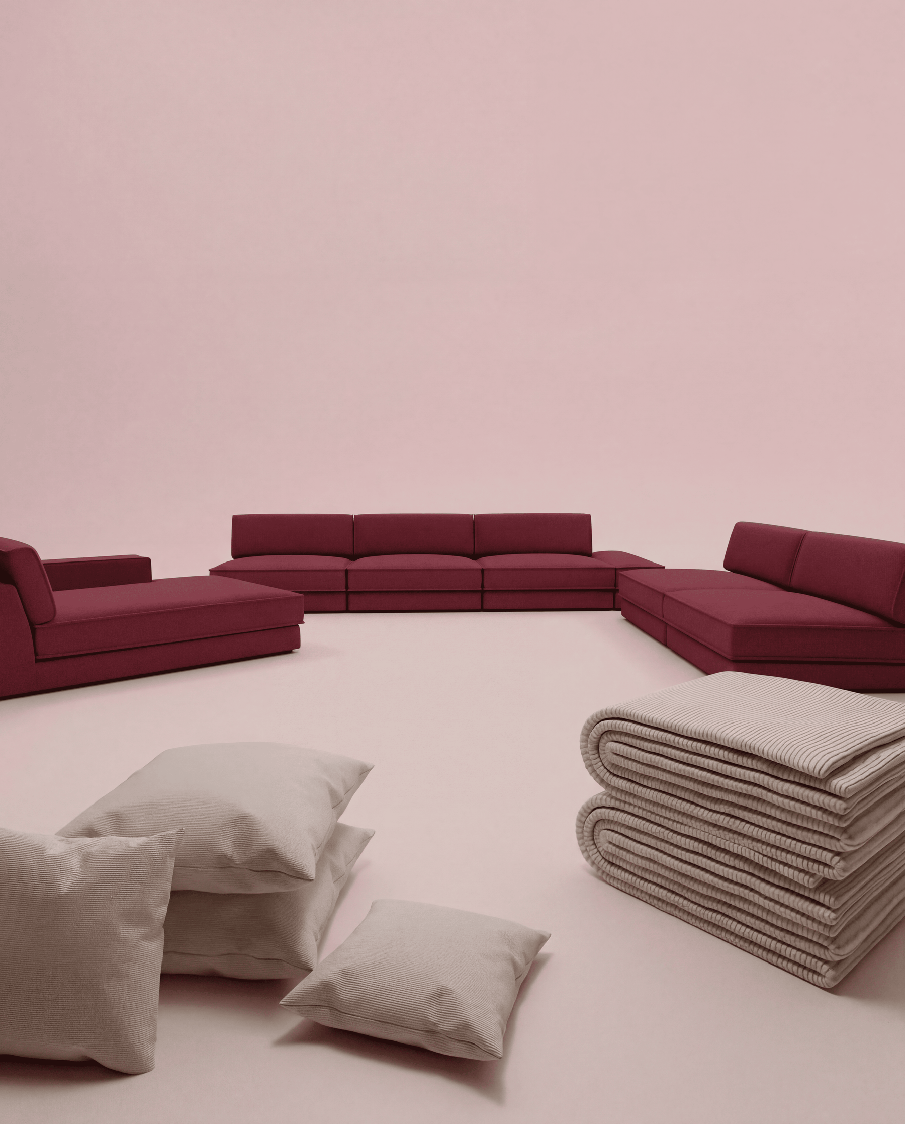 3 in 1 set modular sofa Terra U-form living area with sleeping function