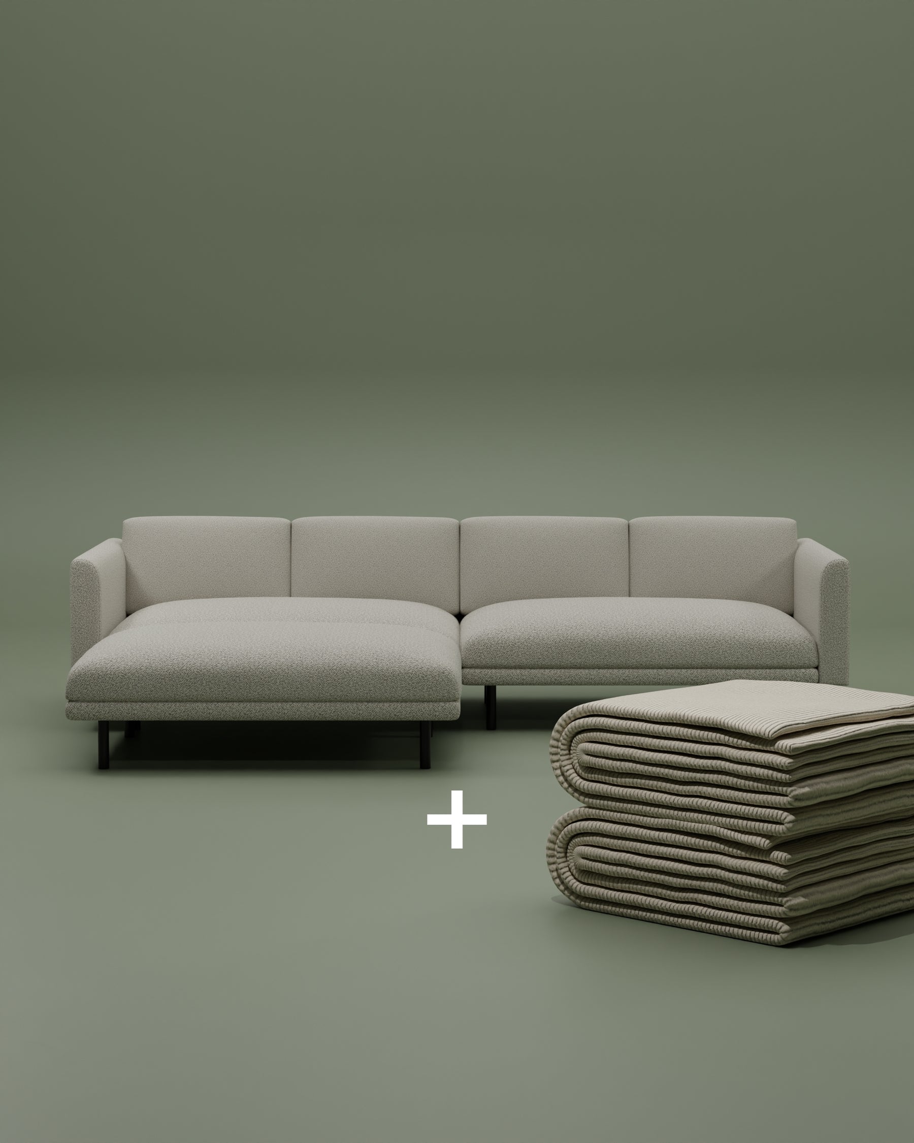 Modulares Sofa Aera 3-Sitzer mit Hocker 2 in 1 Set