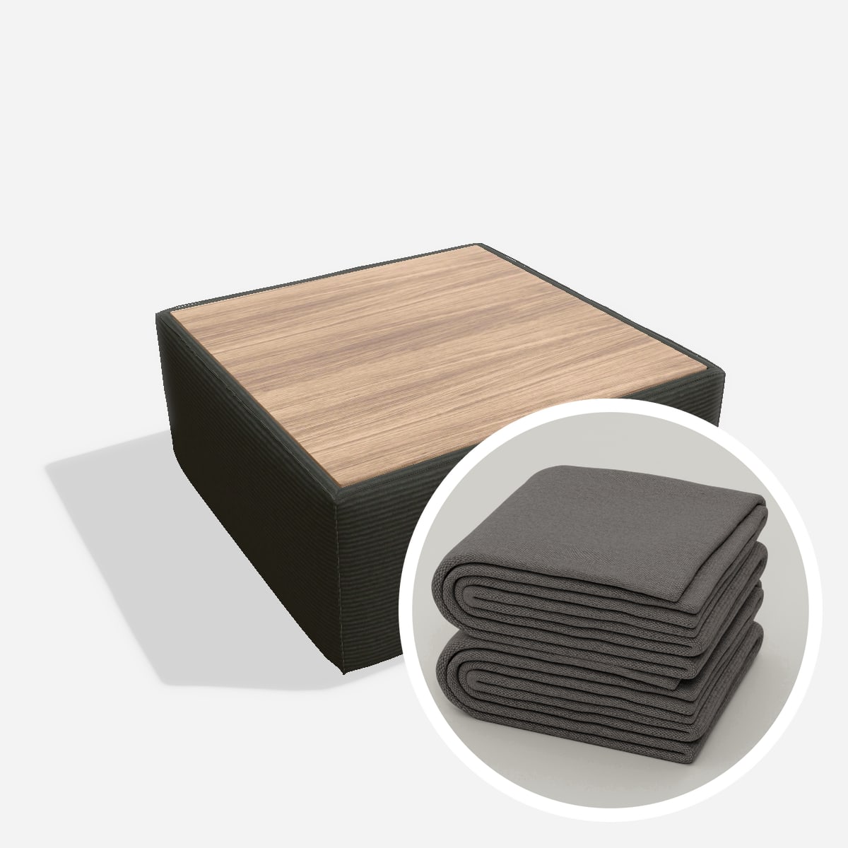 Stoffbezug - Harvey Tisch 86x86 – Cord / Anthrazit
