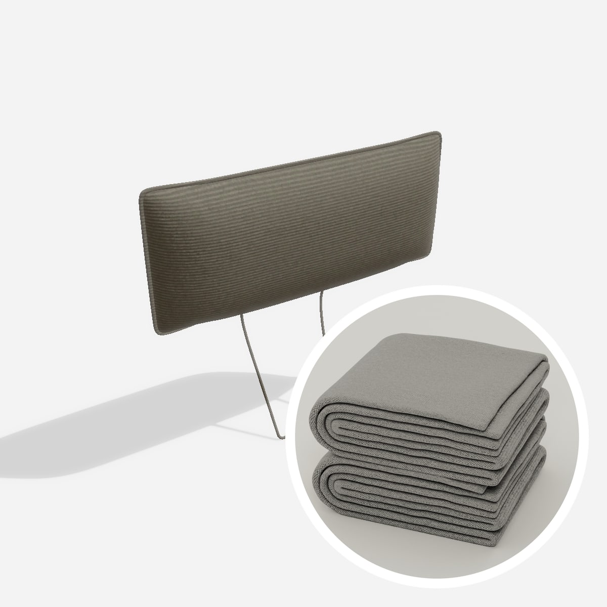 Stoffbezug - Kopfstütze mit Naht (Configurator) – Cord / Ash