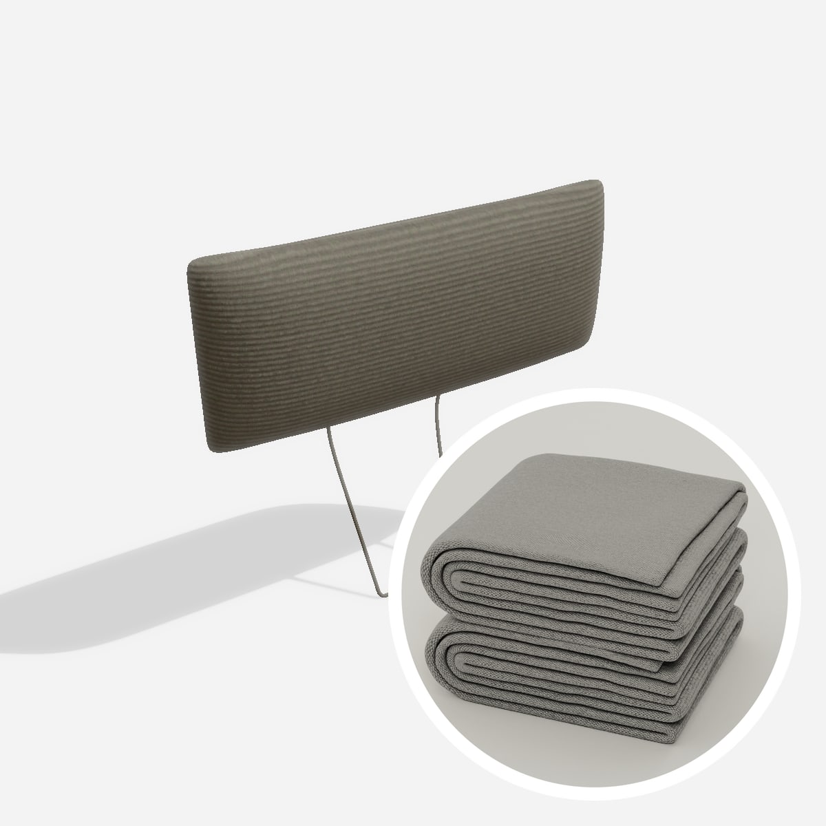 Stoffbezug - Kopfstütze ohne Naht (Configurator) – Cord / Ash