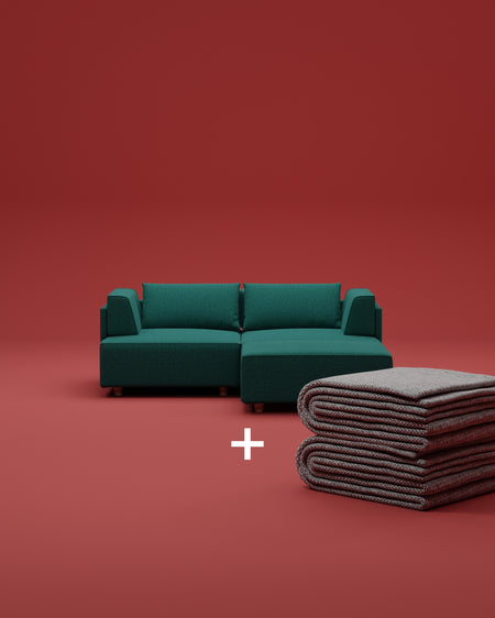 Modulares Sofa Louis 2-Sitzer mit Hocker und Schlaffunktion