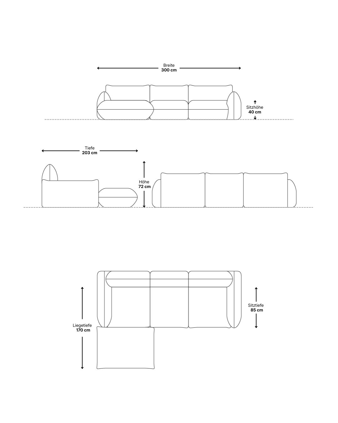 Modulares Sofa Luma L 4-Sitzer mit Schlaffunktion