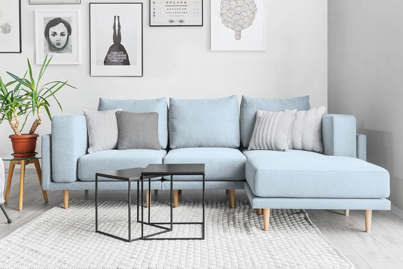 Modulares Sofa Donna mit Schlaffunktion - Pastel-Blau-Mollia - Livom