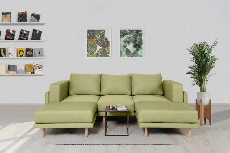 Modulares Sofa Donna U mit Schlaffunktion - Hell-Grün-Mollia - Livom