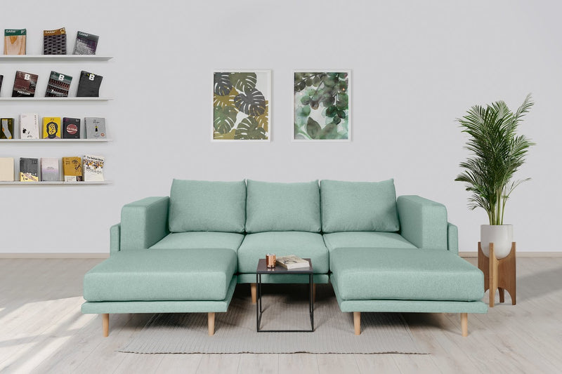 Modulares Sofa Donna U mit Schlaffunktion - Minze-Mollia - Livom